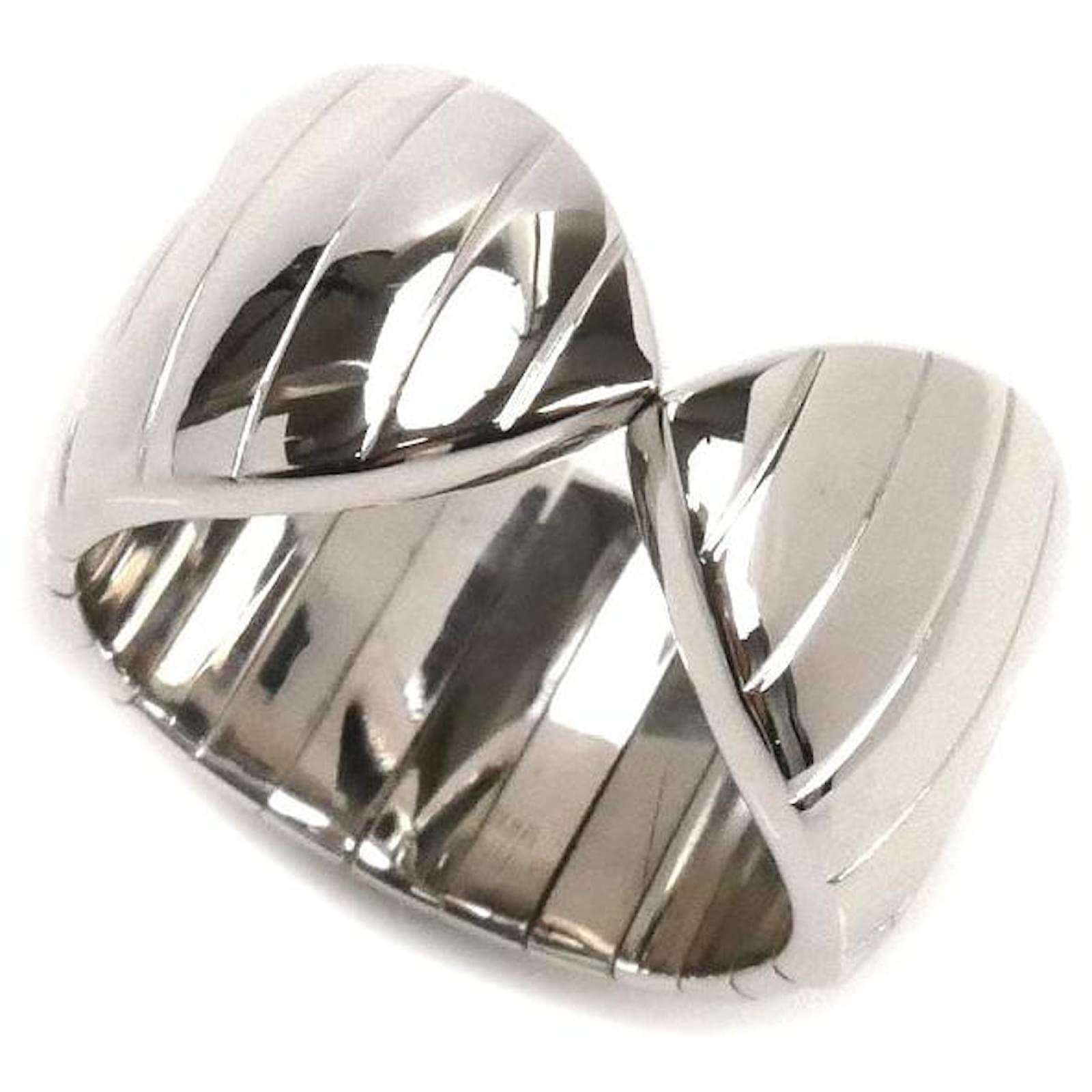 Chaumet Plume K18WG Ring Silvery Metallic Metal Joli