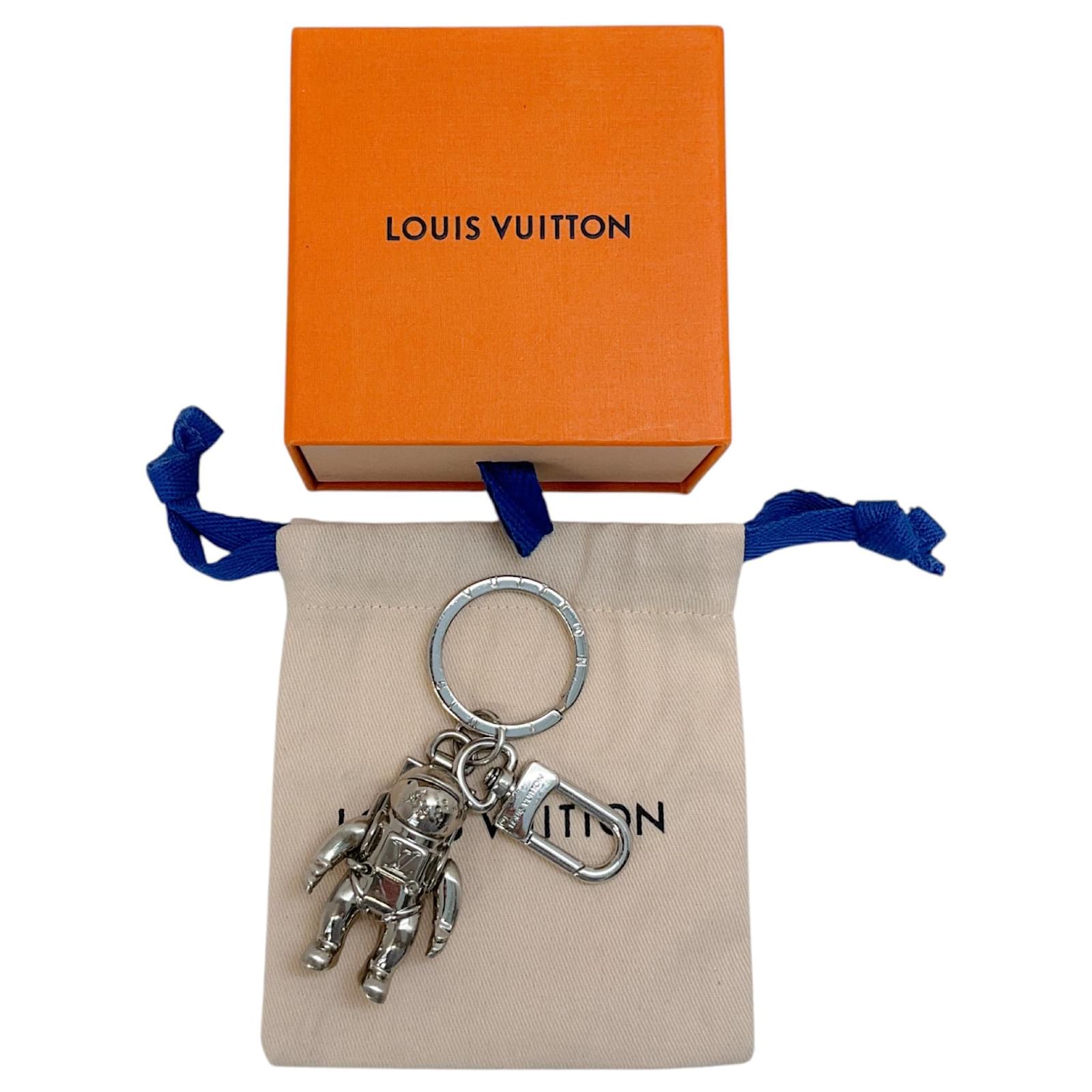 Louis Vuitton Silver Astronaut Key Chain / Bag Charm Silvery Metal