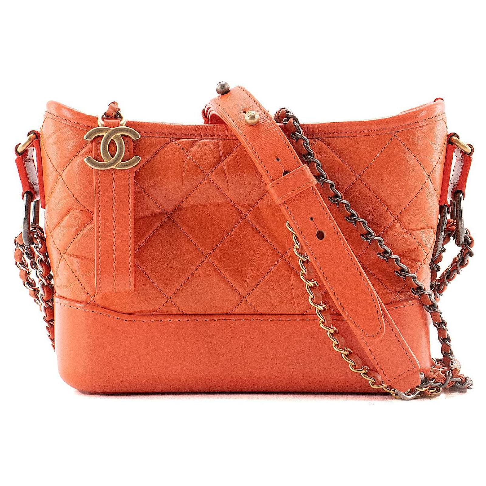Small Chanel Handtasche Orange CHANEL Umhängetasche Gabrielle Mini