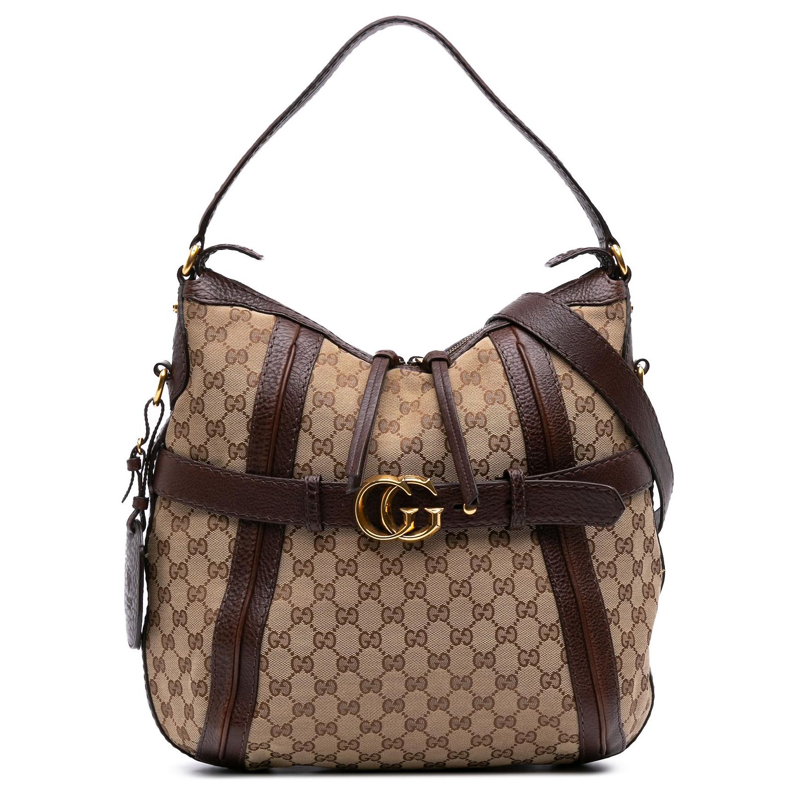 Gucci Brown Medium GG Canvas Running Satchel Beige Cloth Cloth ref ...