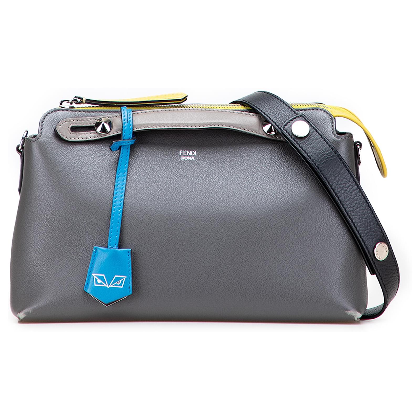Fendi Gray Medium Tricolor Leather By The Way Satchel Brown Pony
