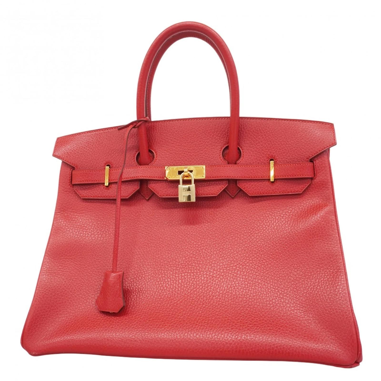 Hermès Hermes Birkin 35 Ardennes Handbag Red Leather