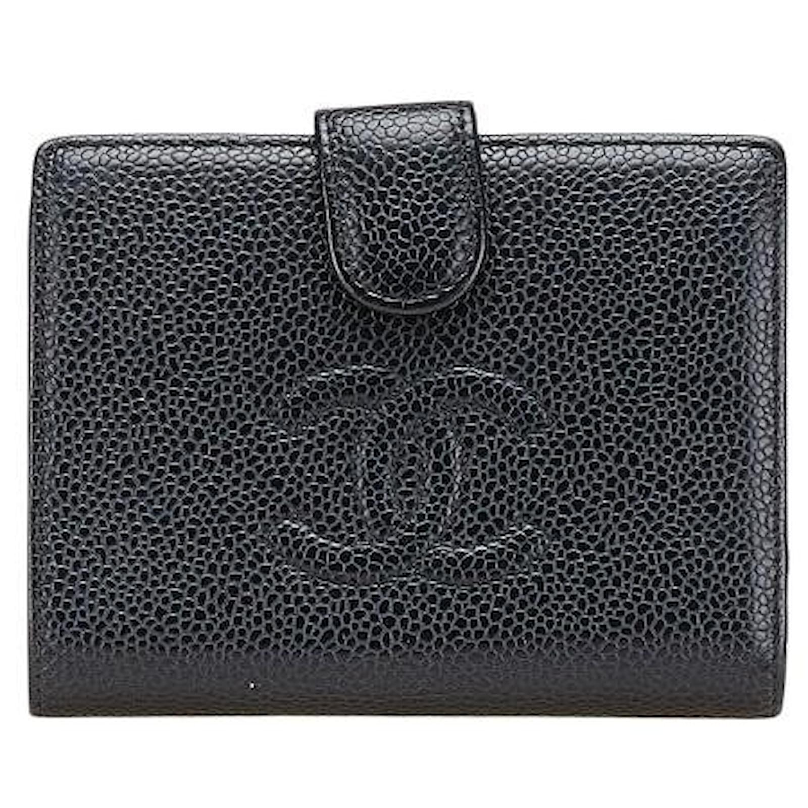 小物 CHANEL CC Mark Wallet Caviar Skin Black Chanel Coco Mark Caviar Skin 1996-1997 Long Wallet Calf