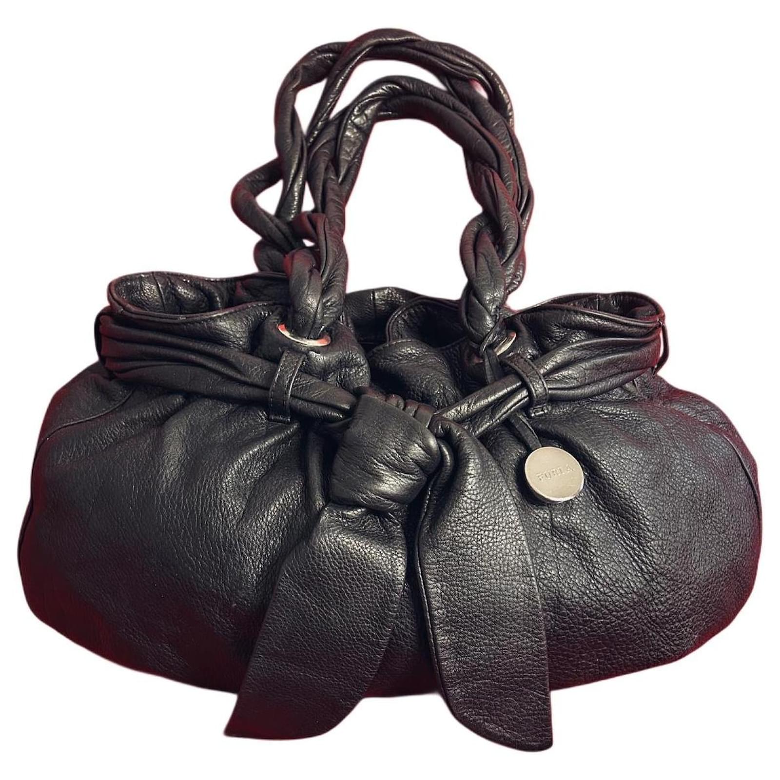 Vintage Furla Braided Leather Bow Tote – Italian Elegance