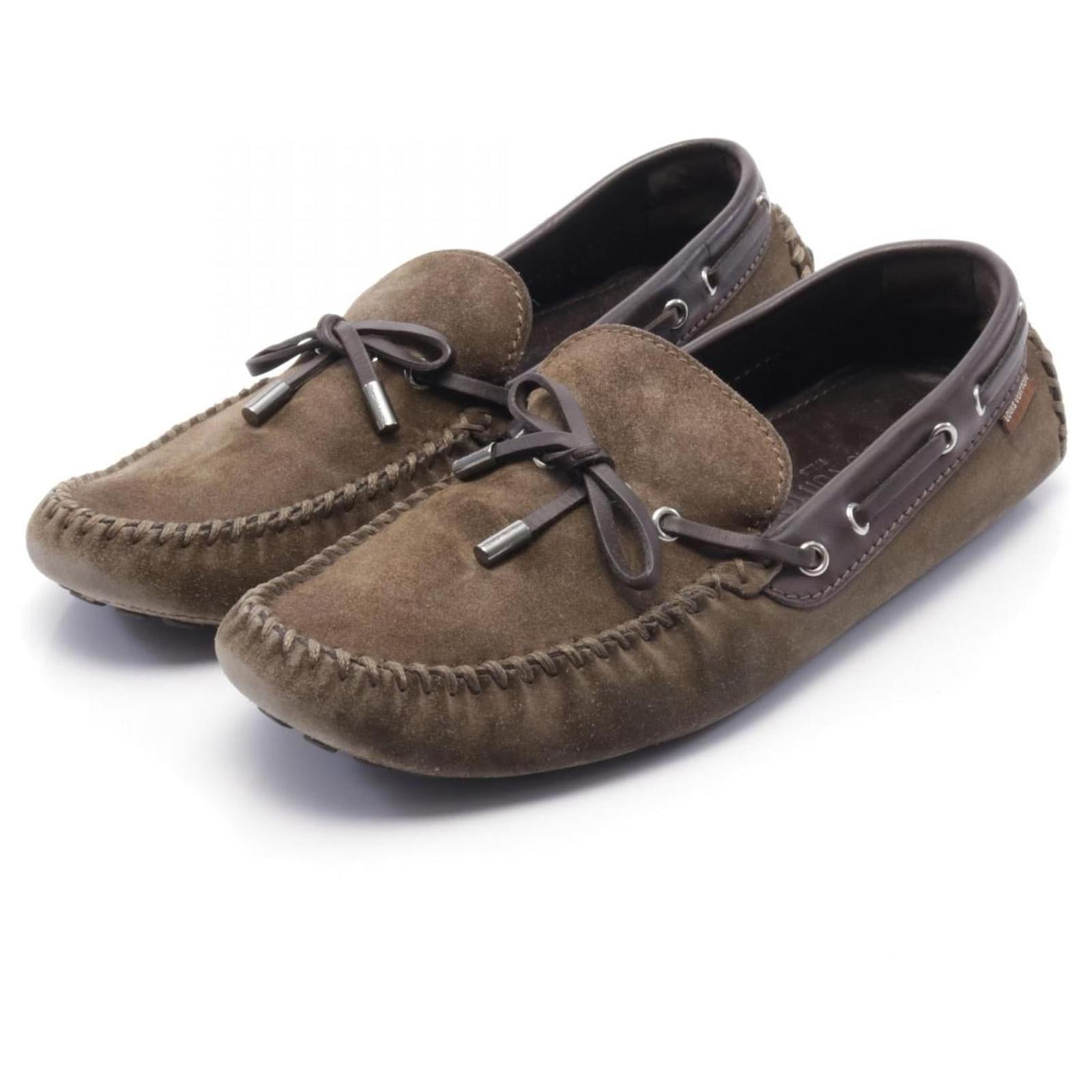 Louis Vuitton Suede Casual Shoes Green Khaki Joli Closet