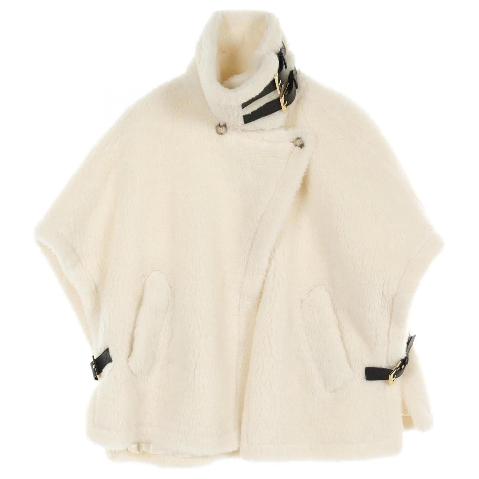 Poncho de lana, seda y alpaca Teddy Bear de Max Mara Negro Blanco