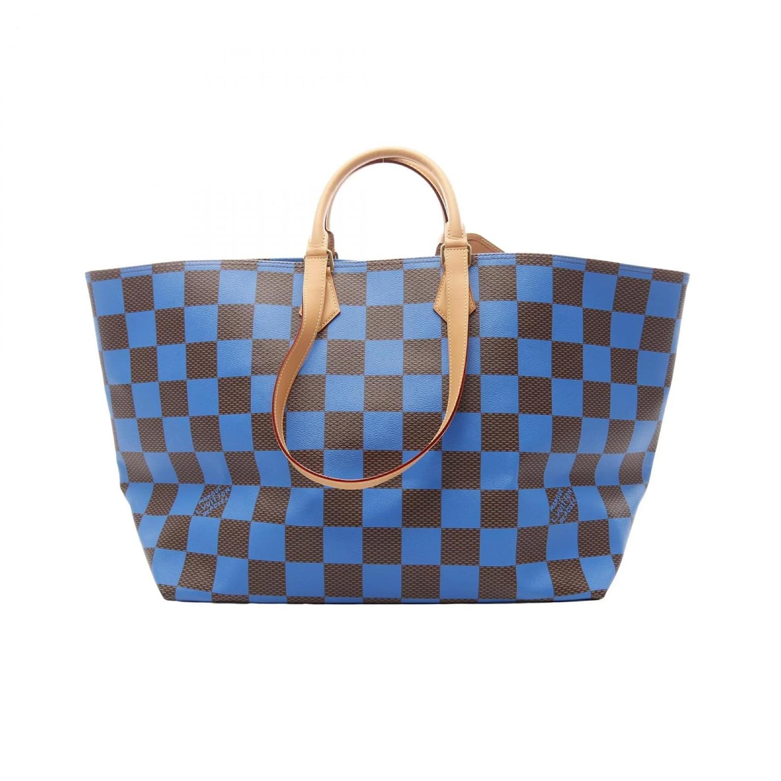 Louis Vuitton Sac Plat Soft EW Tote Bag Brown Blue Cloth ref