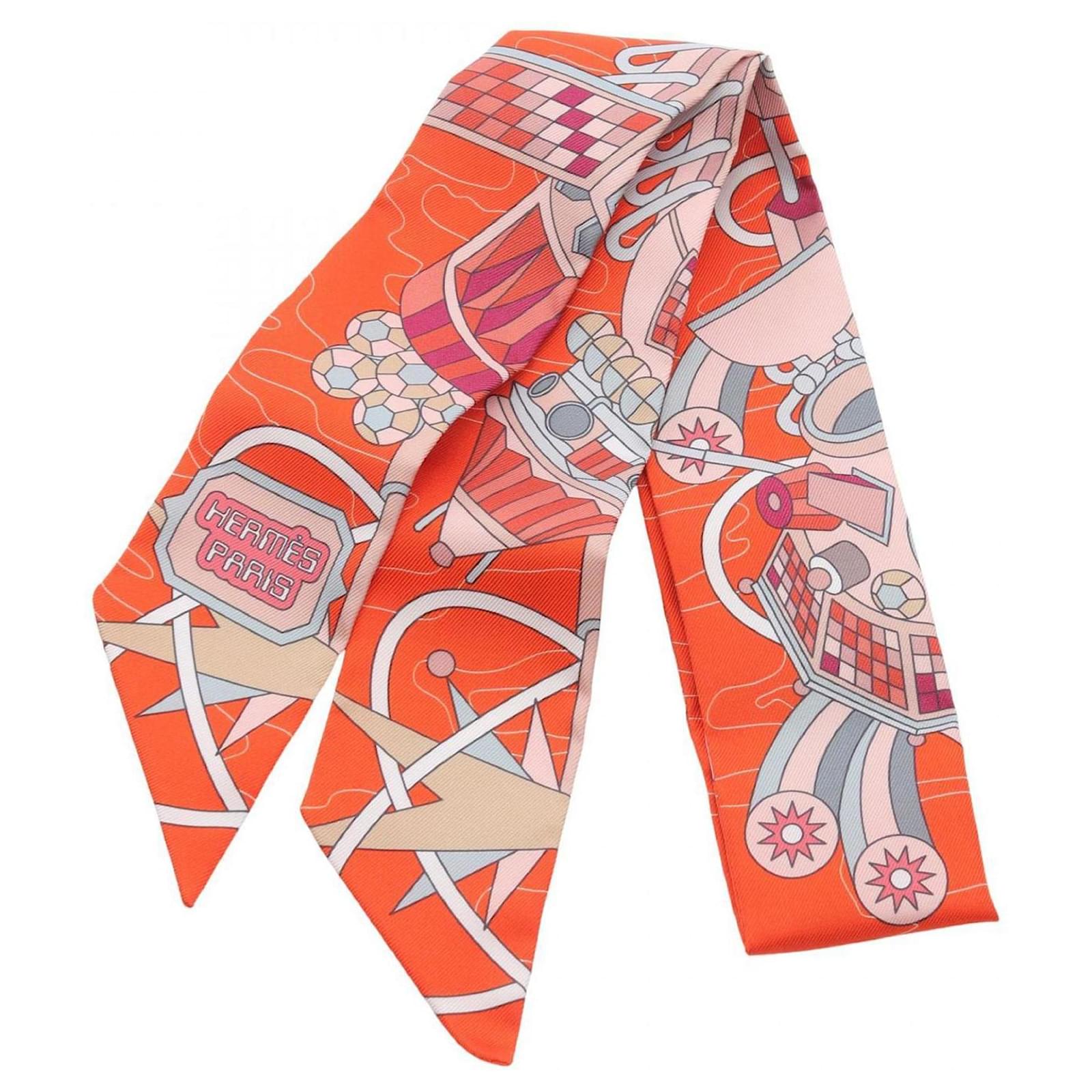 Hermes Hermès Odyssey Twilly Silk Scarf Multiple colors Orange ref