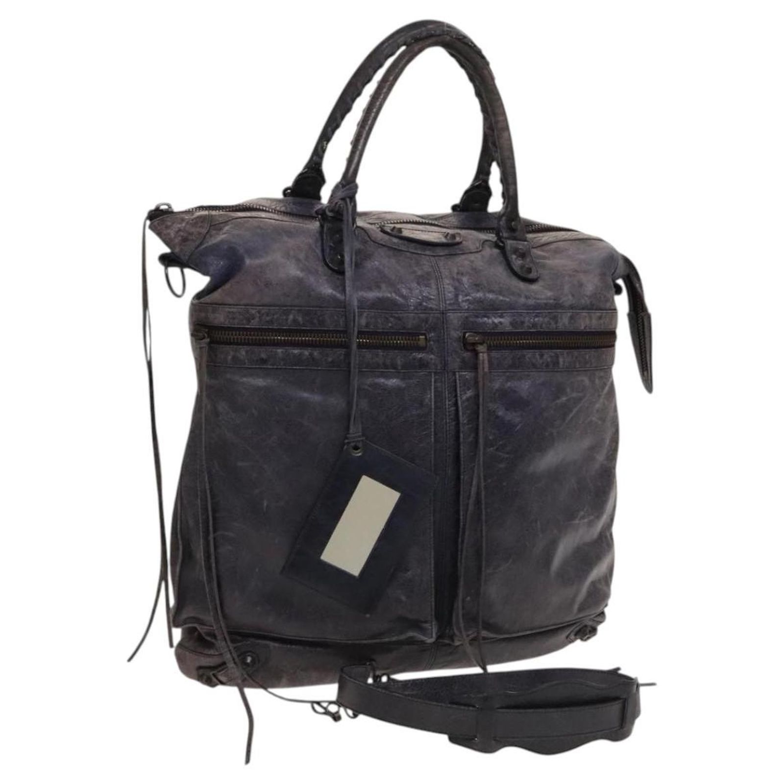 BALENCIAGA Classic Square Tote Bag Leather Purple Auth bs27429 ref 