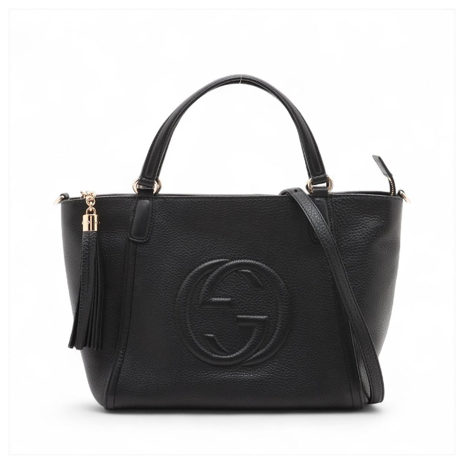 Gucci Soho Leather Zipper Closure Tote Shoulder Bag Black ref