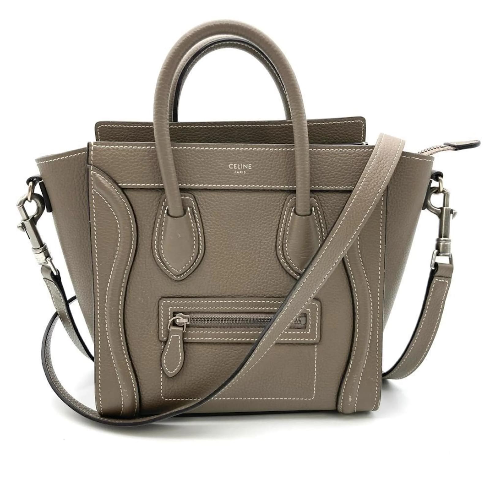 Céline Sac à main Nano Luggage de Celine Cuir Gris