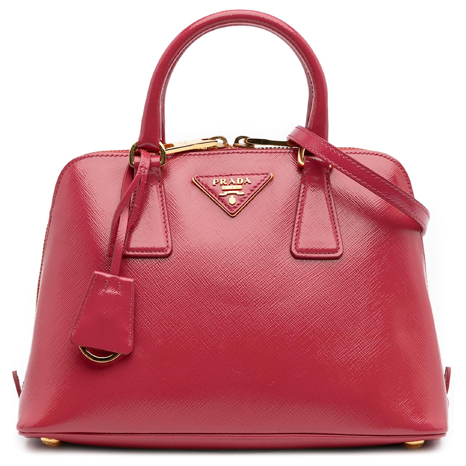 Prada Kleine Promenade-Tasche aus rosa Saffiano Vernice Pink Leder