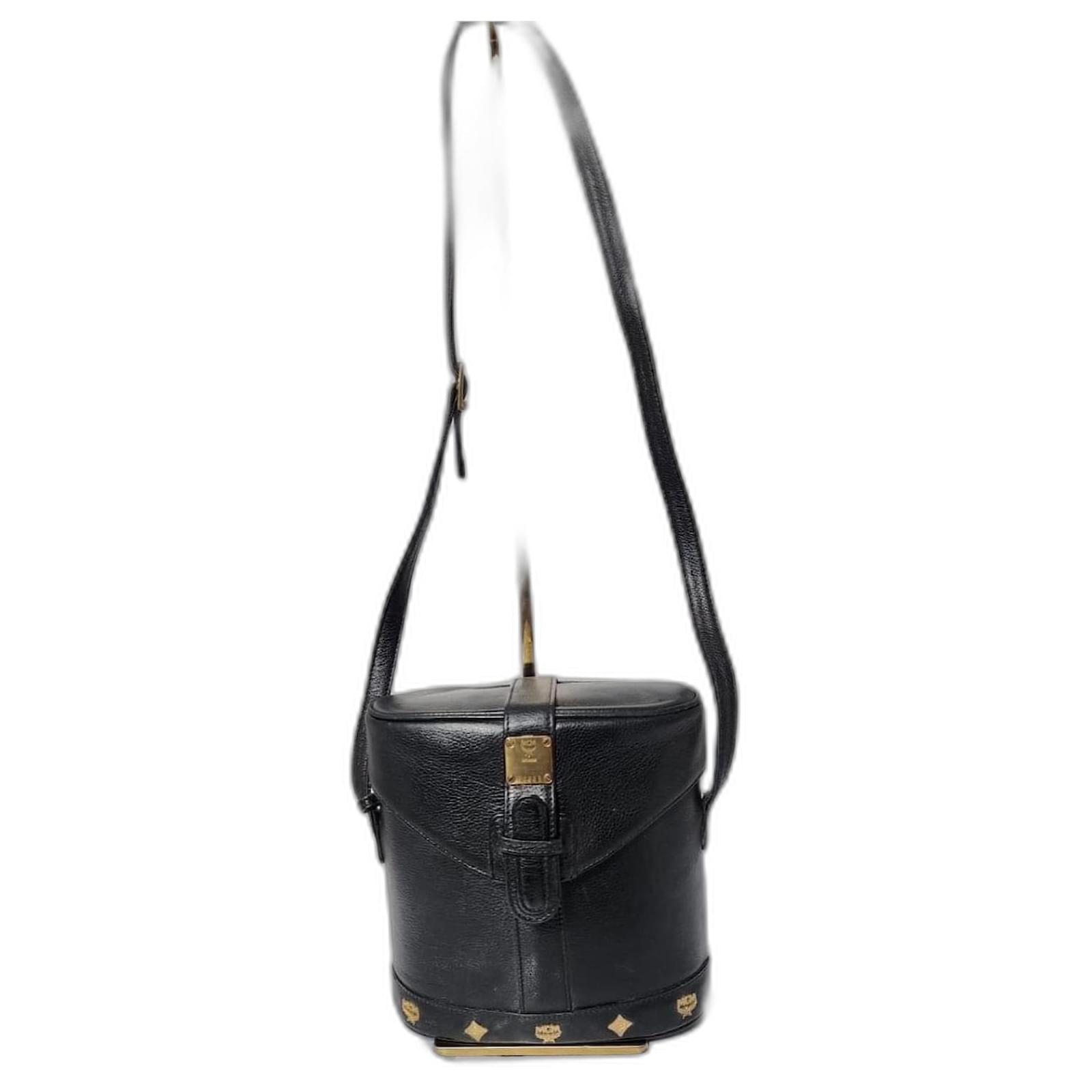 Borsa a secchiello vintage con borchie MCM nera Nero Pelle ref