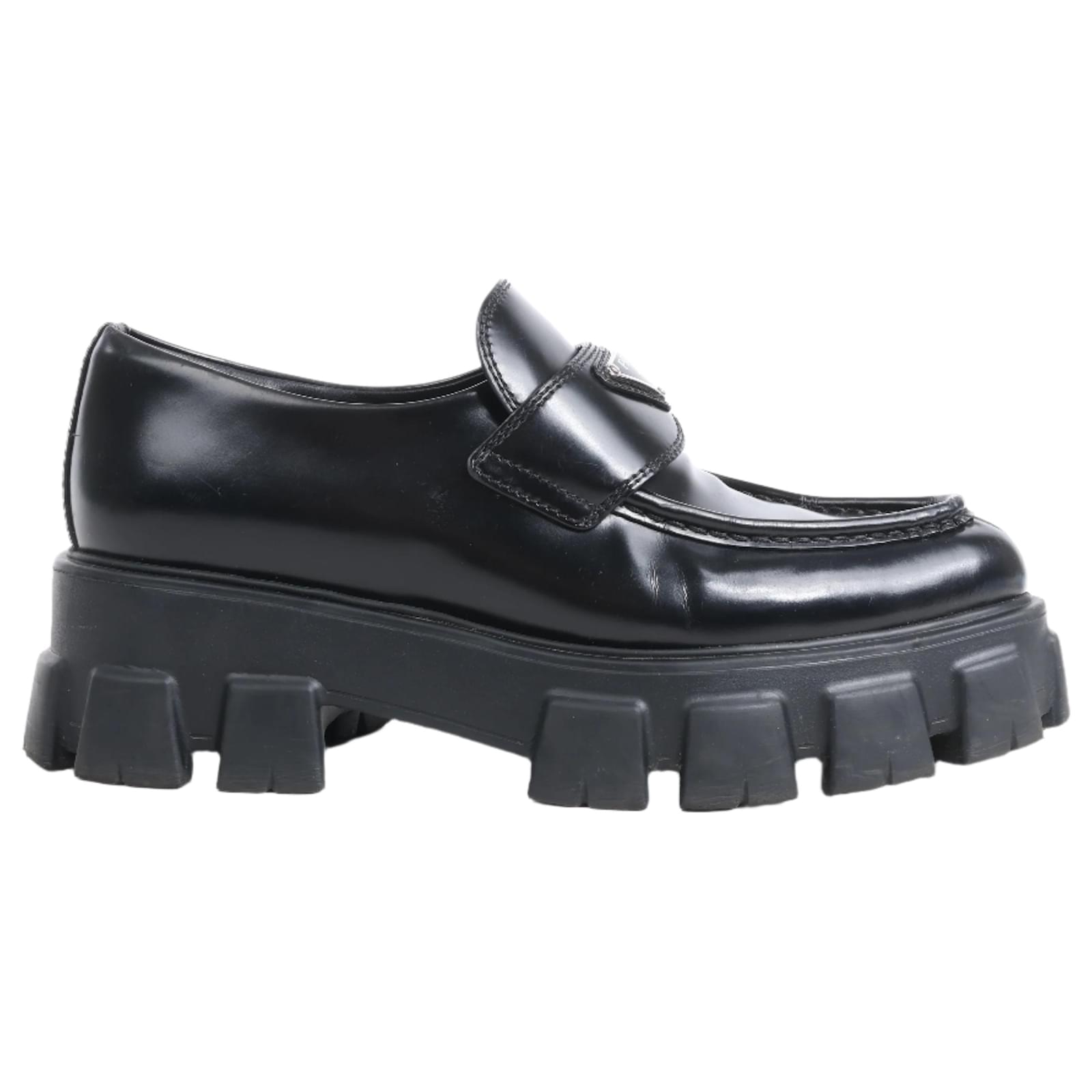 Mocasines puntiagudos PRADA Spazzolato Triangle Logo Monolith de