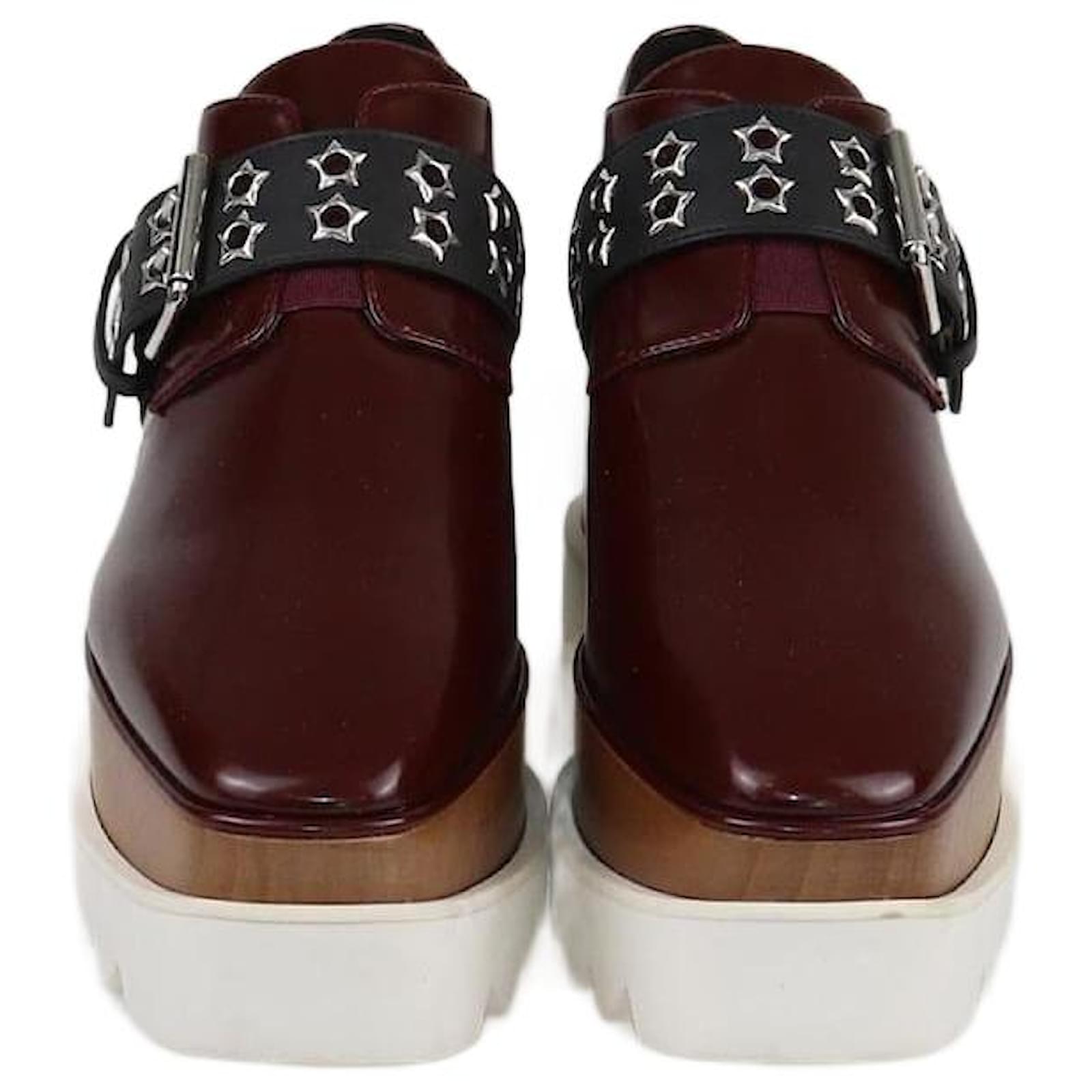 Stella Mc Cartney Stella McCartney Burgundy/Black Elyse Stud Band Platform Lace Up Derby Dark red ref.2366925 - Joli Closet Stella Mc Cartney Stella McCartney Burgundy/Black Elyse Stud Band Platform Lace Up Derby Dark red ref.2366925 - Joli Closet