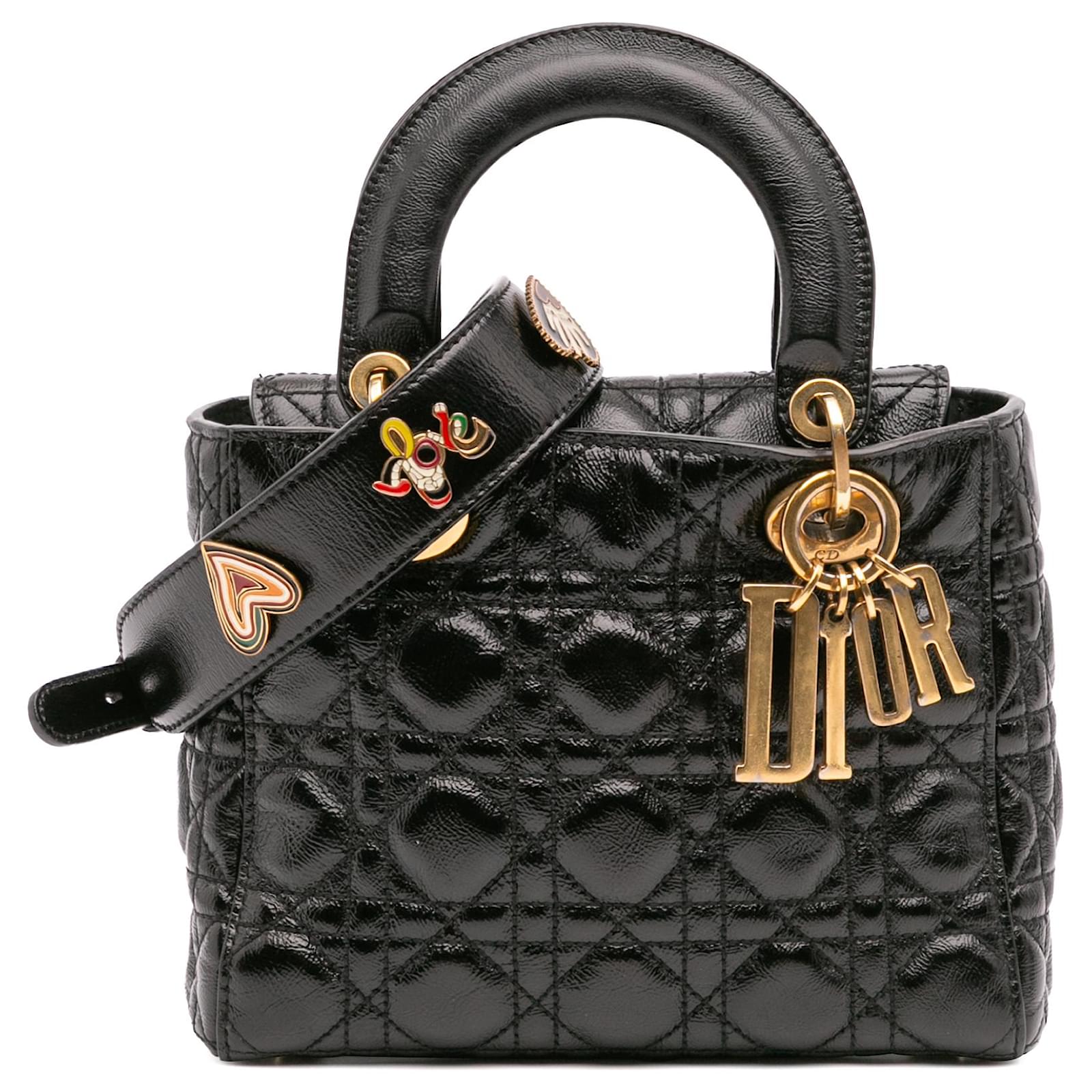 Dior Noir Petit Cannage en Patent Froissé My ABCDior Lady Dior