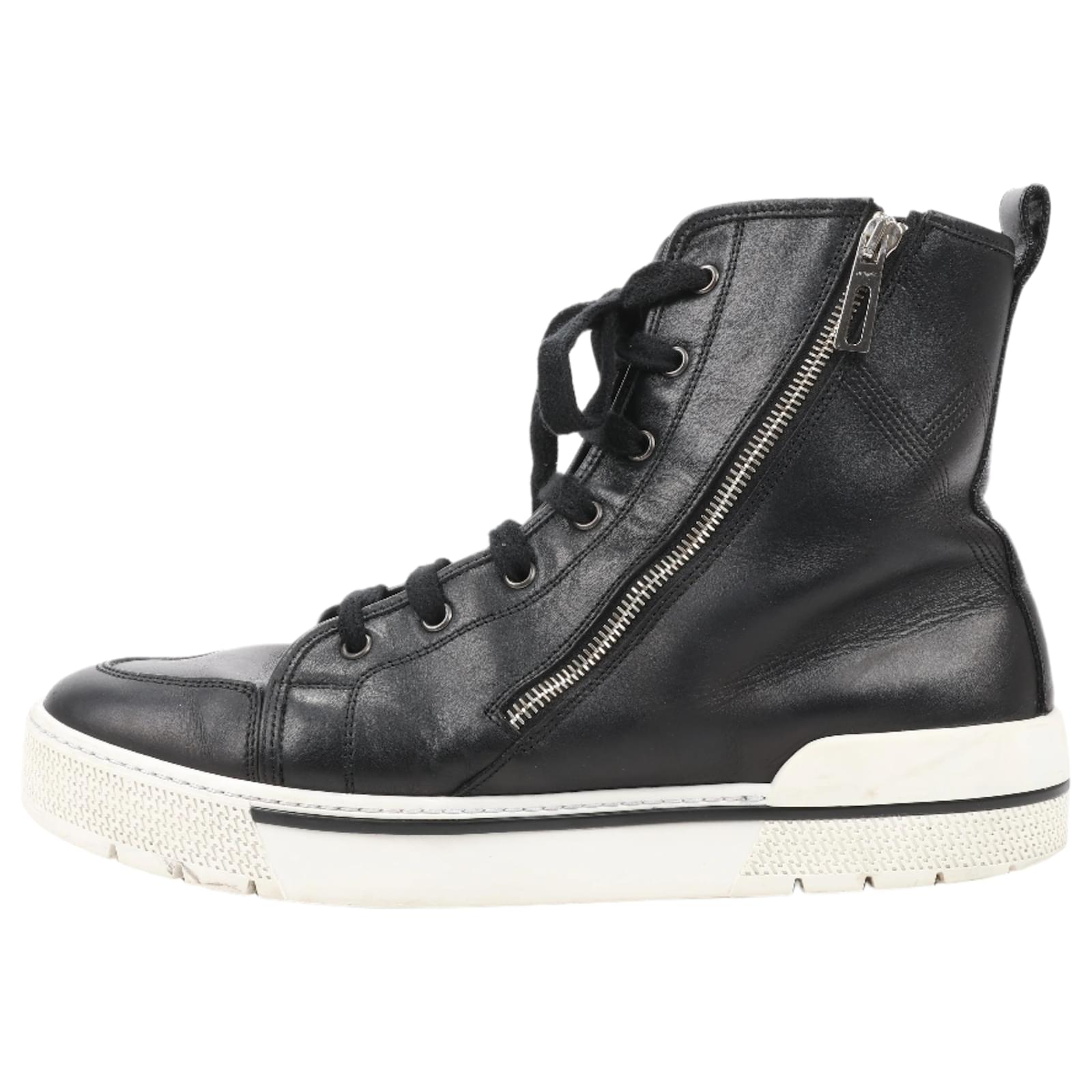 Baskets montantes en cuir Hermès avec fermeture éclair sur le côté