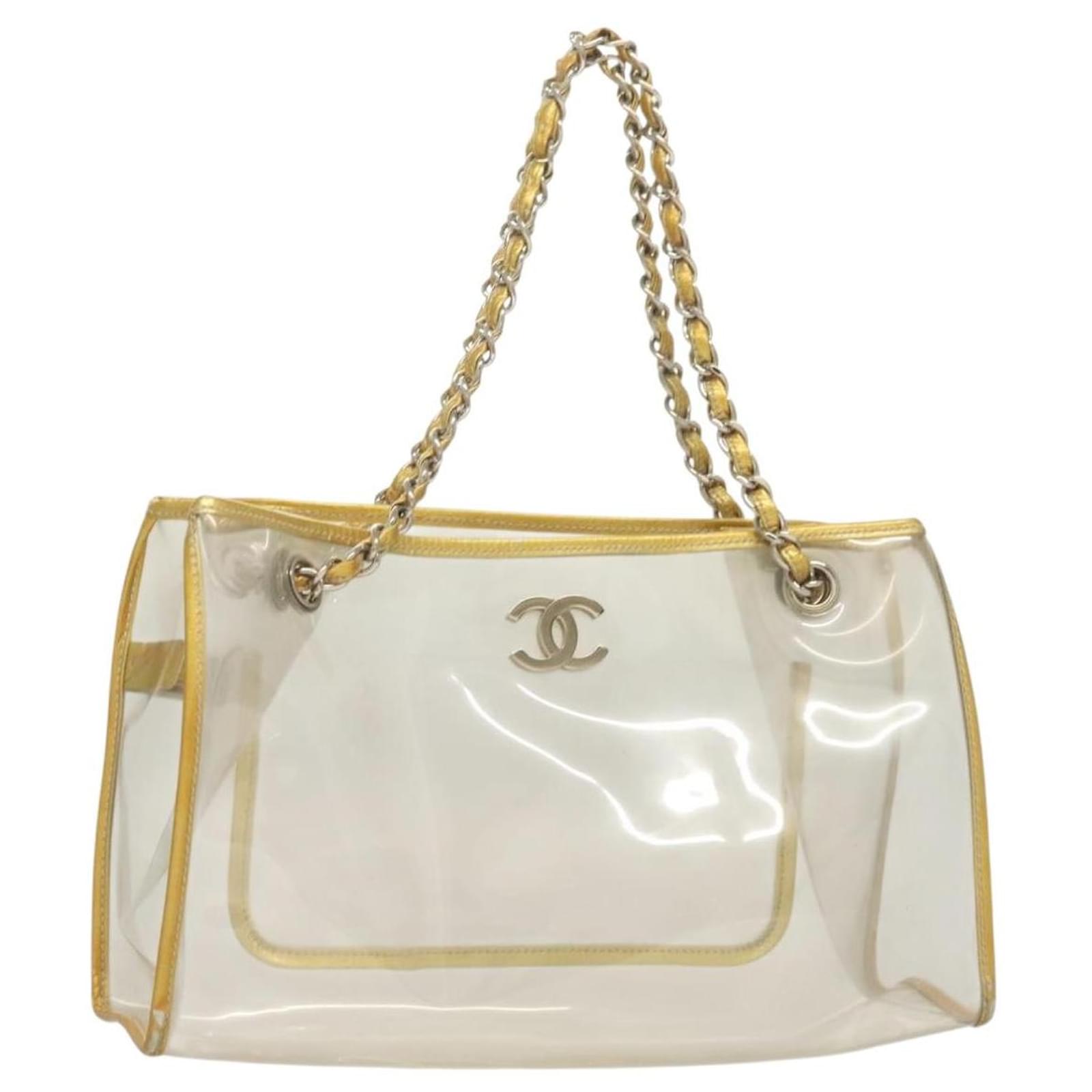 写真 Gold Chain Chanel Clear Vinyl Bag Pvc Tote Bag Clear Chanel Tote