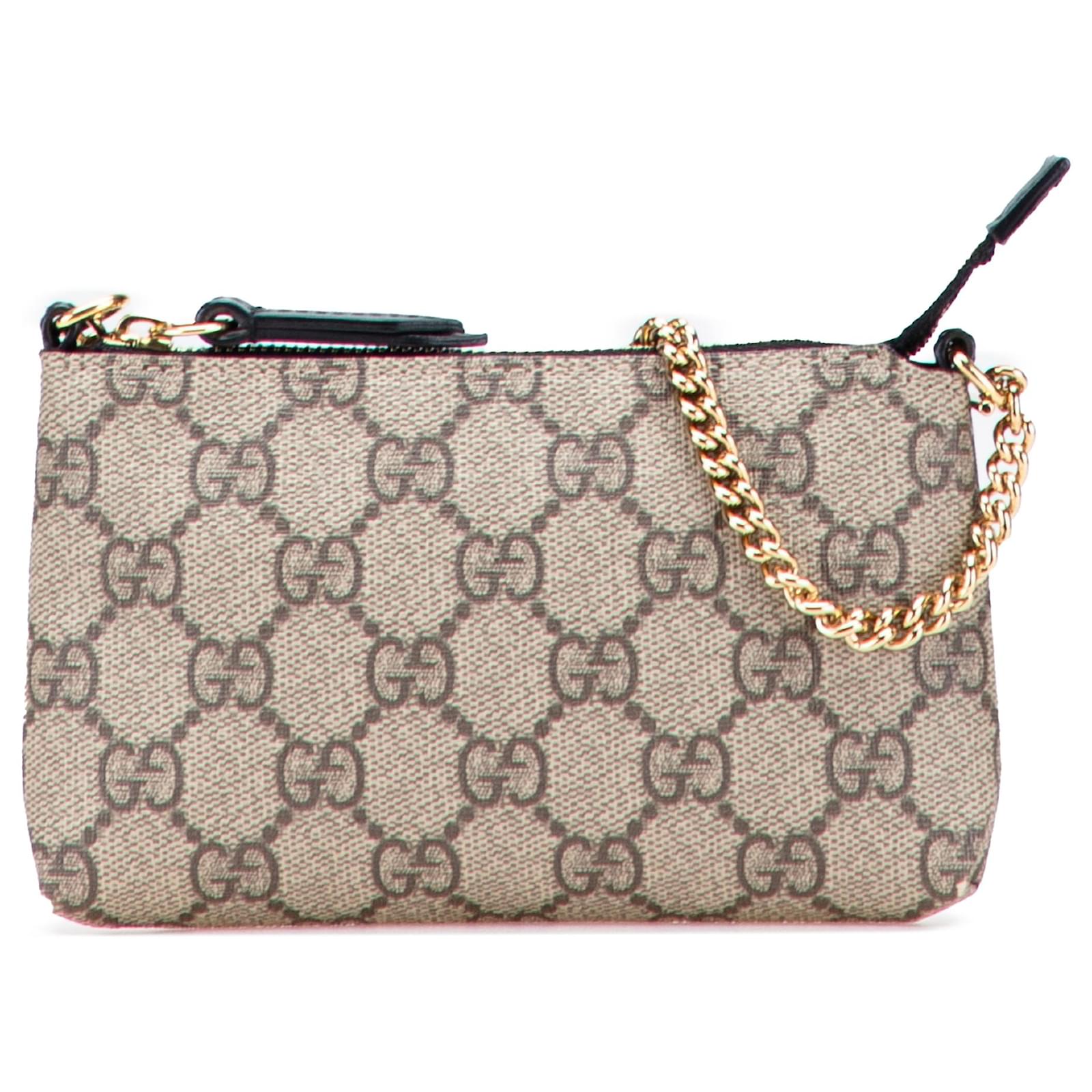 Ophidia Gucci Brown GG Supreme Wallet on Chain Beige Cloth Cloth