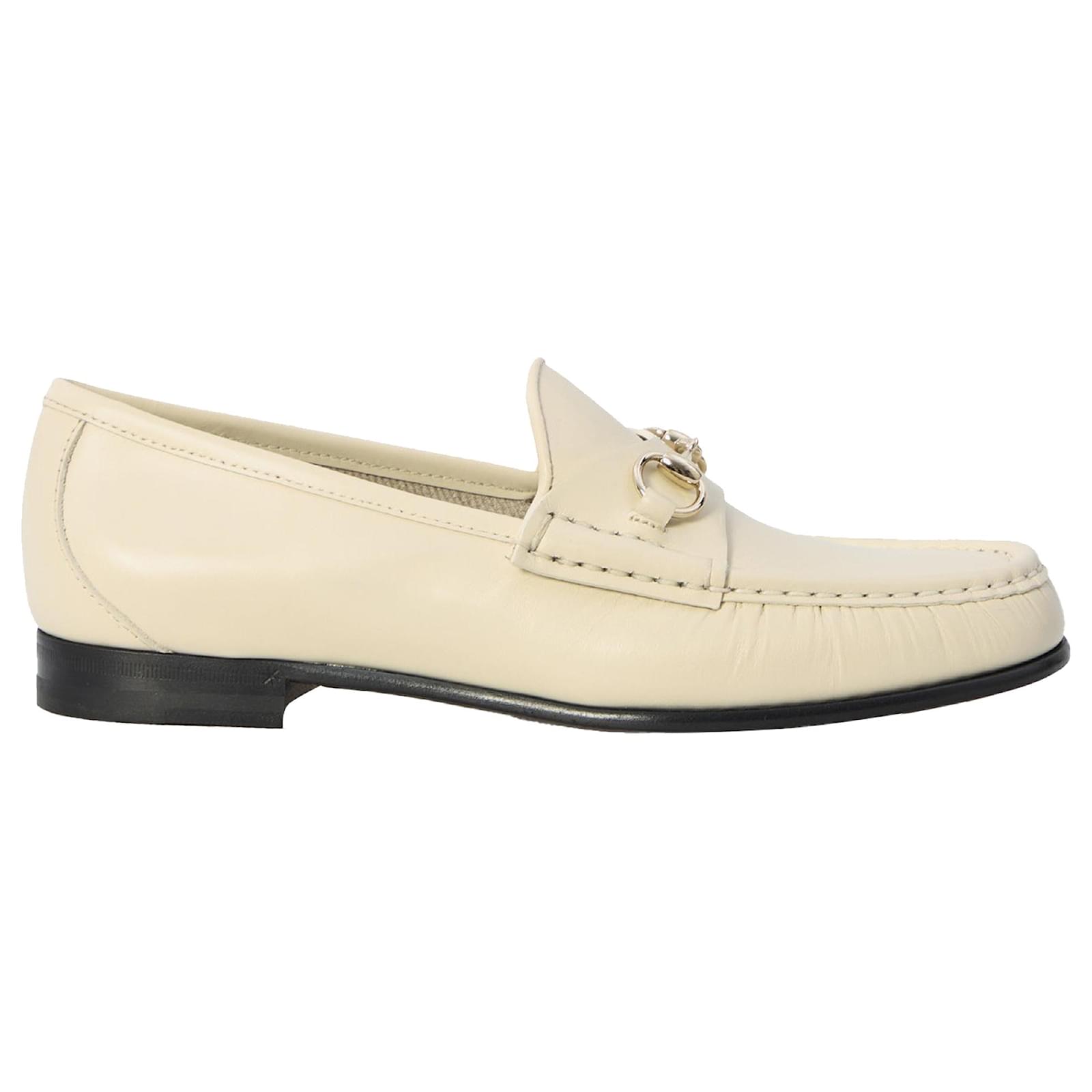 Mocassini Gucci Horsebit 1953 Bianco Crudo Pelle Vitello simile a