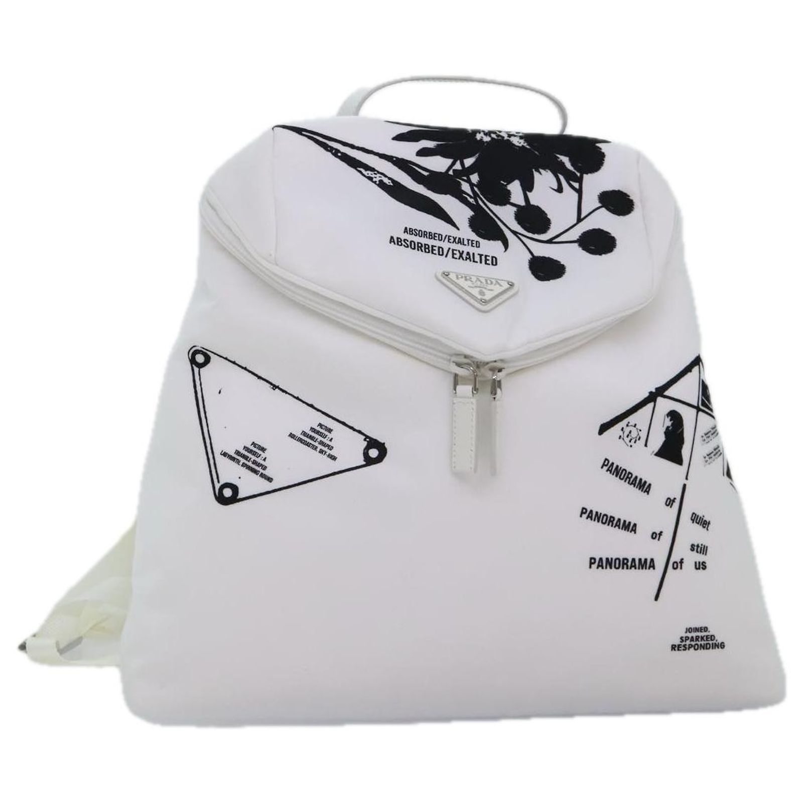 PRADA Backpack Nylon White Silver 1BZ072 Auth 91414AV  display picture 1