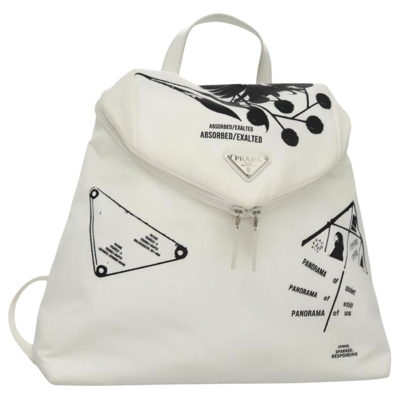 PRADA Backpack Nylon White Silver Auth 105813V Silvery ref  display picture 1