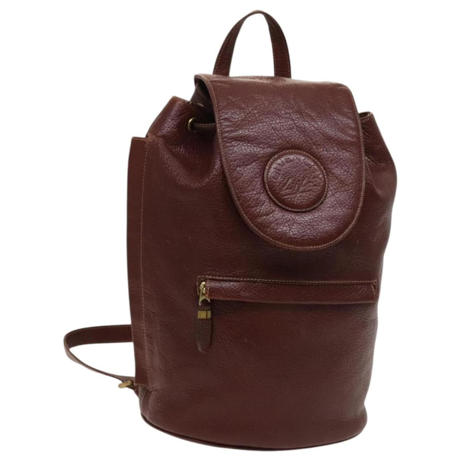 GIVENCHY Backpack Leather Bordeaux Gold Auth bs27365 Golden
