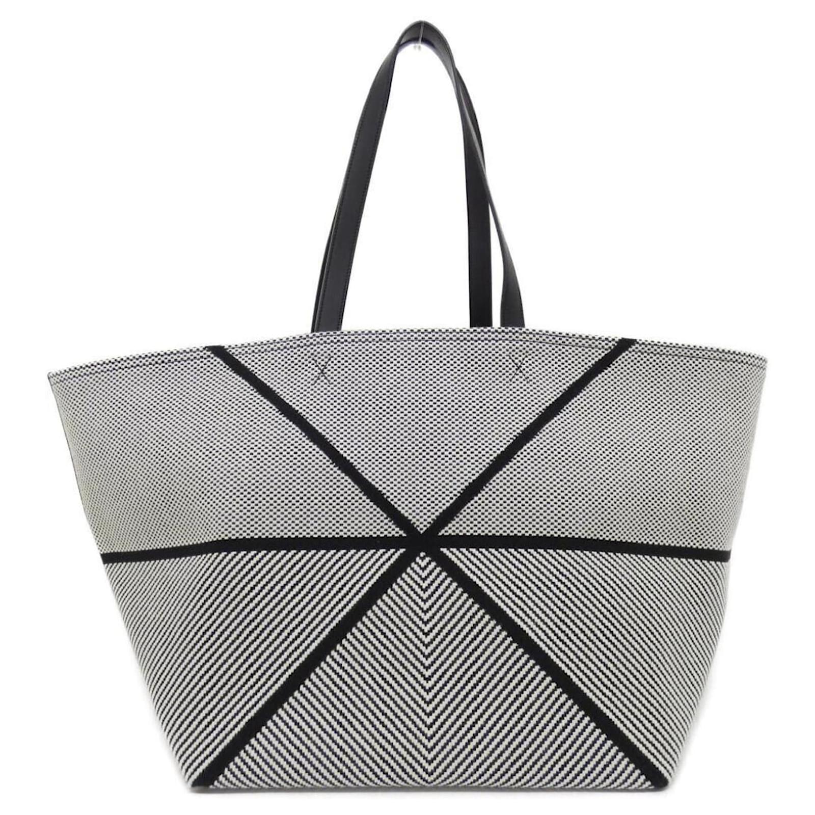 Loewe Puzzle Fold Tote XXL Handtasche Schwarz Leder Leinwand ref