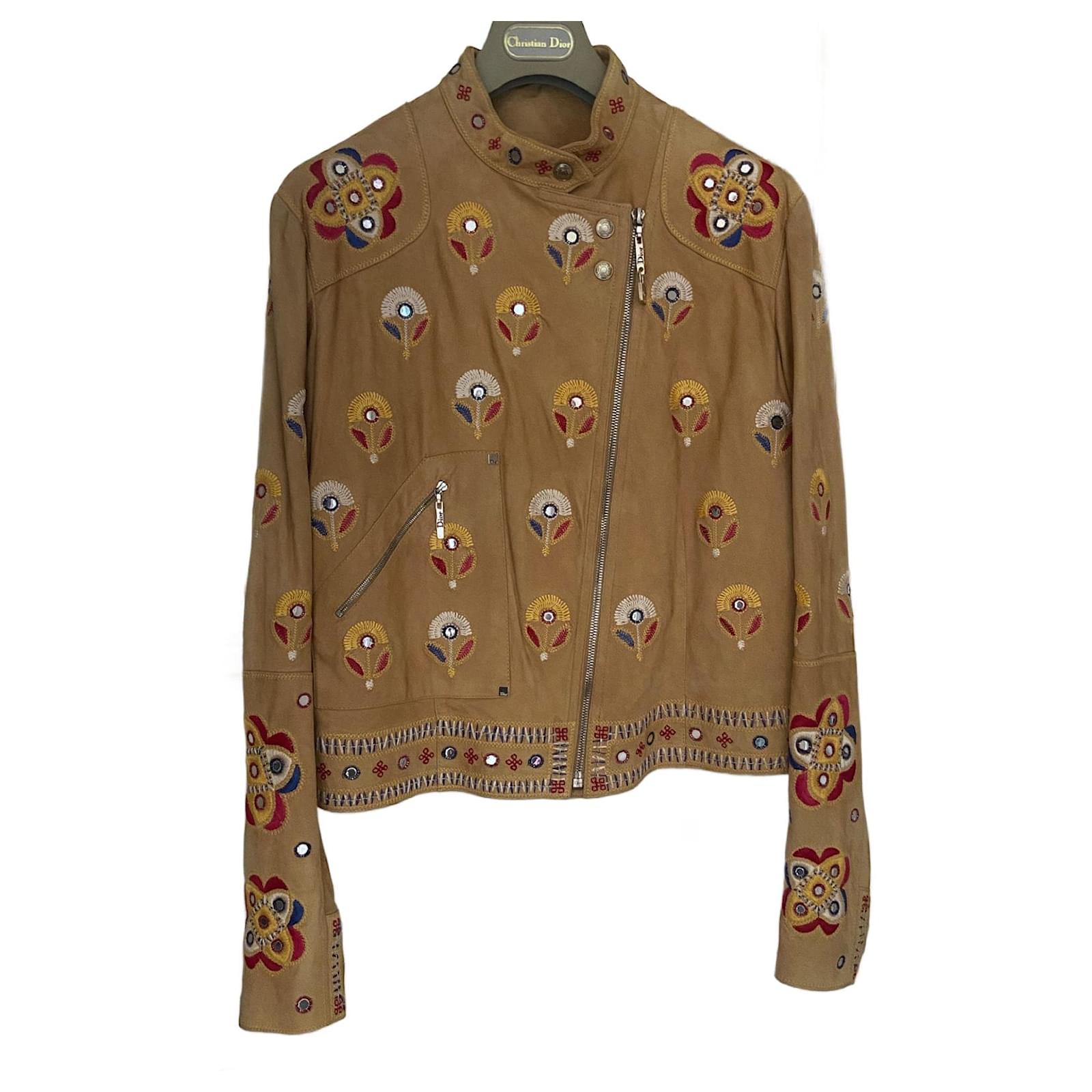 Christian Dior Leather Jacket by John Galliano Beige Suede