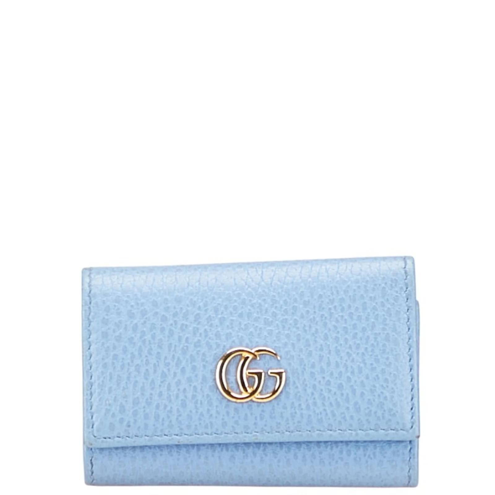 Gucci GG Marmont Double G Key Case Light blue Leather