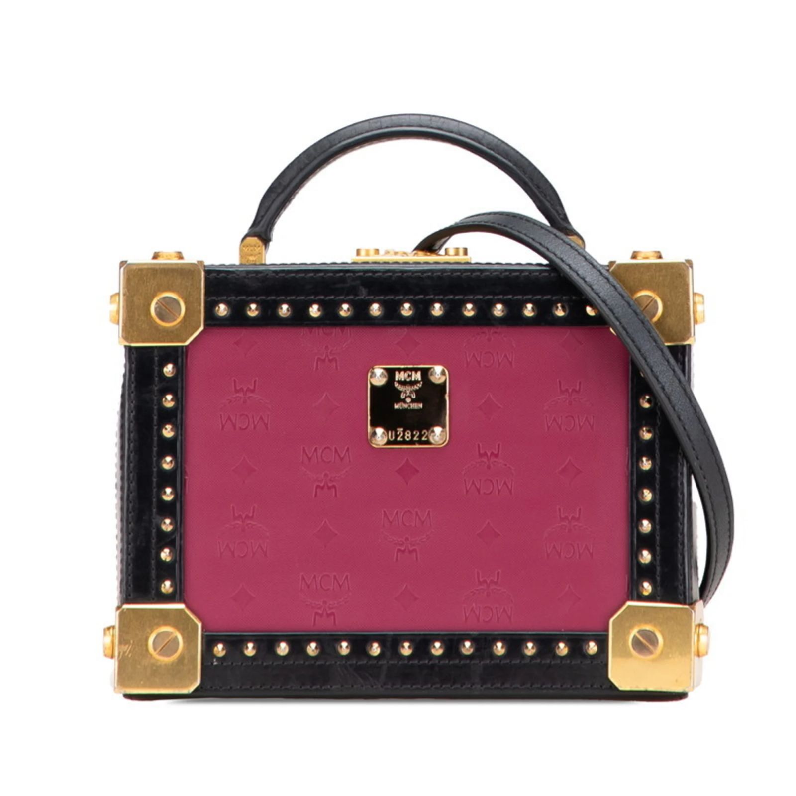 MCM Visetos Logogram Trunk Bag Black Purple Leather ref.JC2377762 
