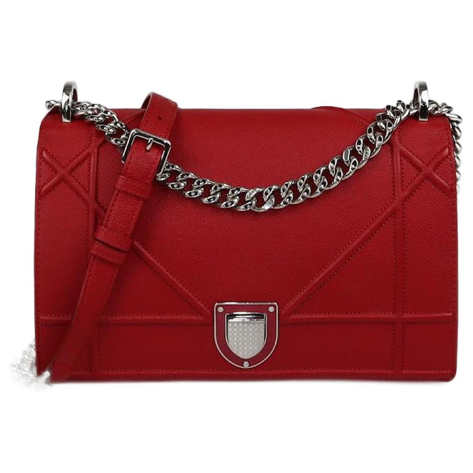 Sac à épaule Diorama moyen rouge Christian Dior Cuir