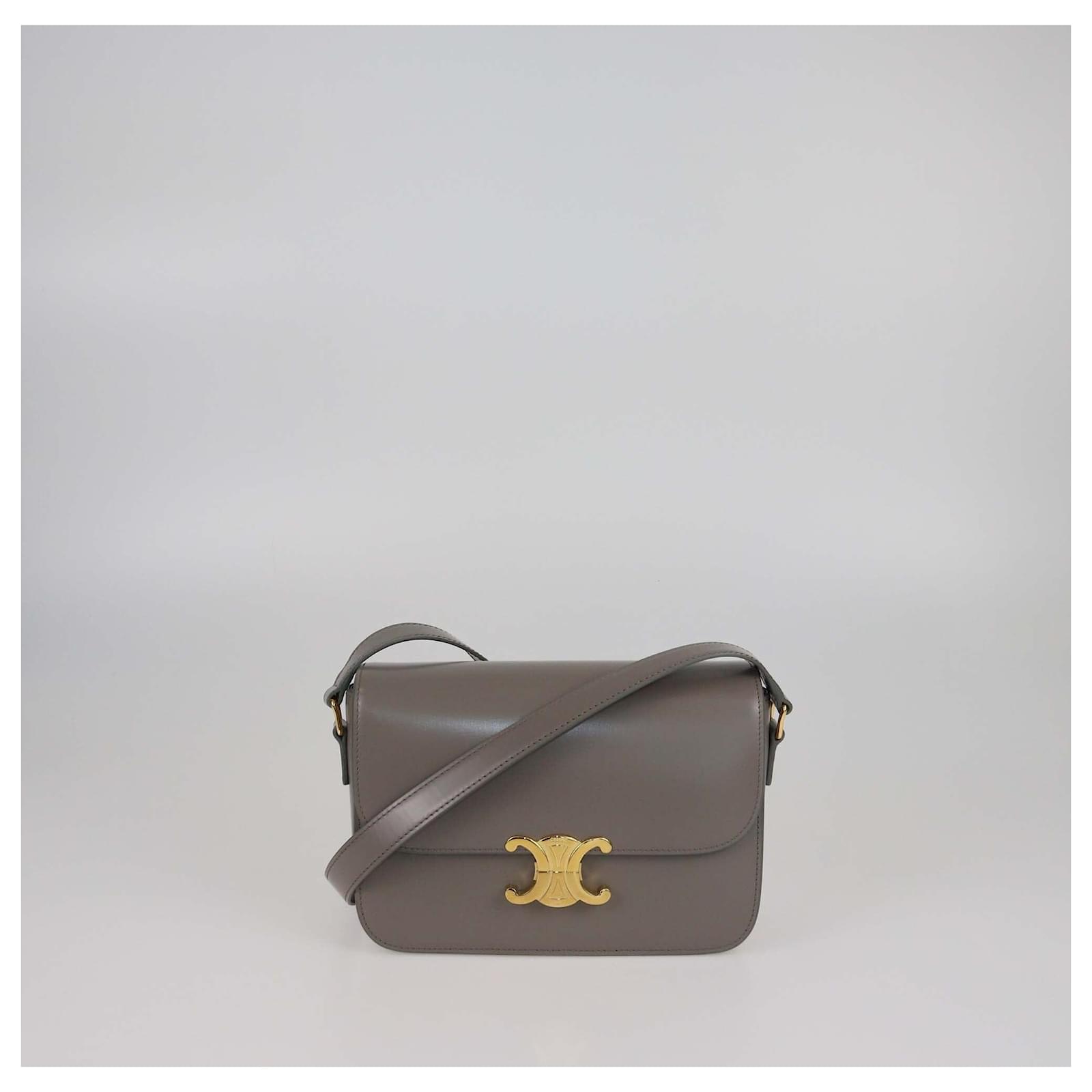 Céline Celine Grey Classique Triomphe Shoulder Bag Leather ref