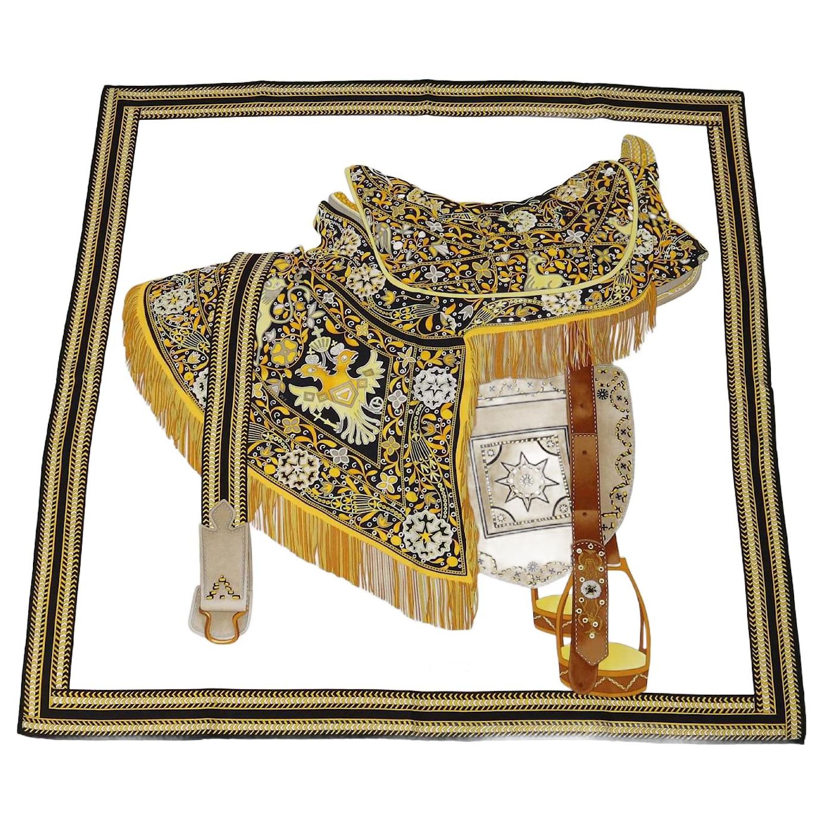 Hermès Hermes Multicolor Selle Des Steppes Wash Scarf 90 Multiple