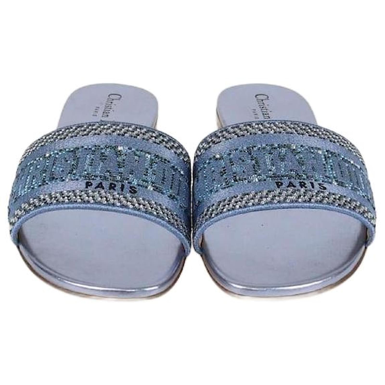 Sandalias planas Dway Meta Indigo de Christian Dior Azul Paño ref