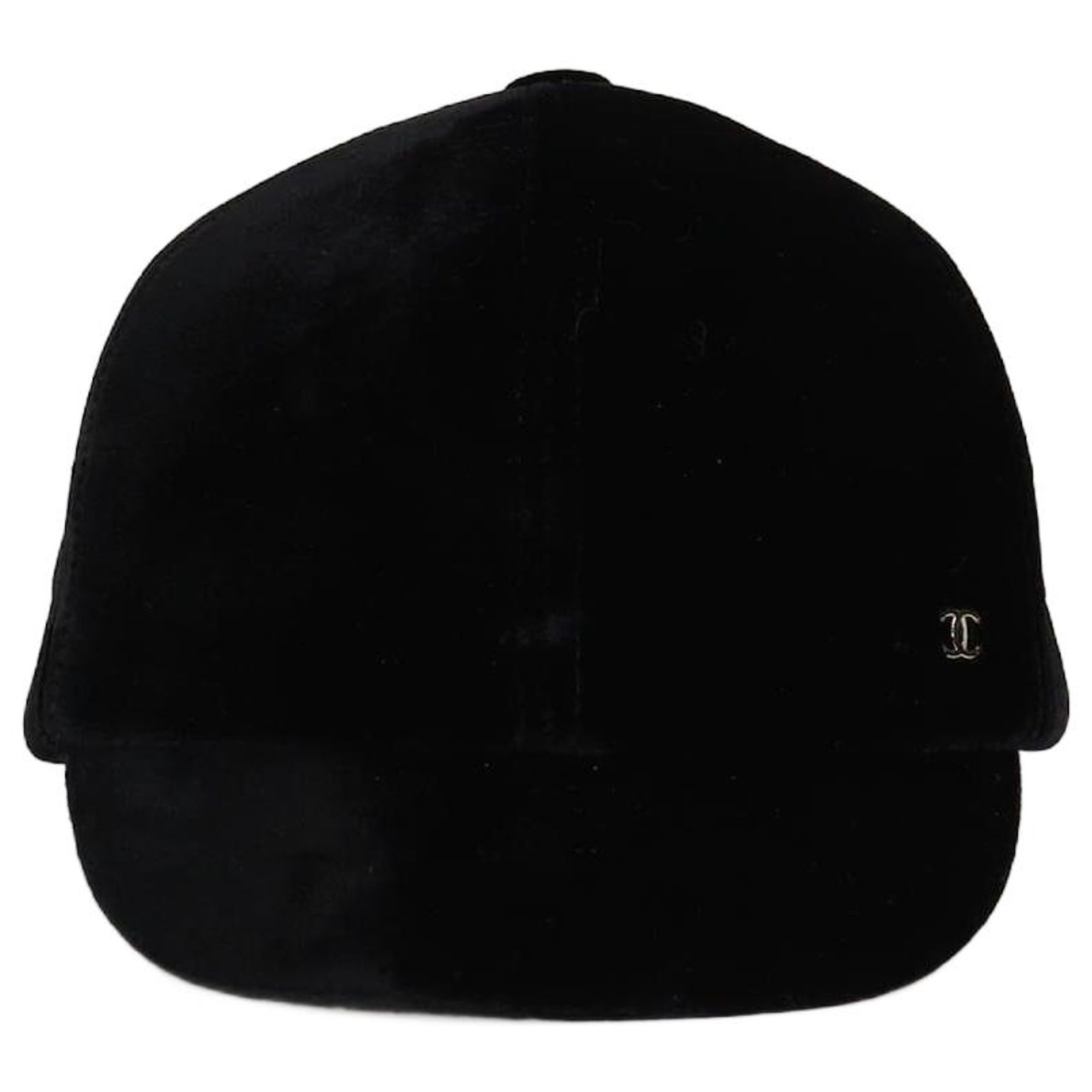 Velvette Riding Cap Chanel Black CC Riding Cap Velvet ref.2380065 - Joli Closet