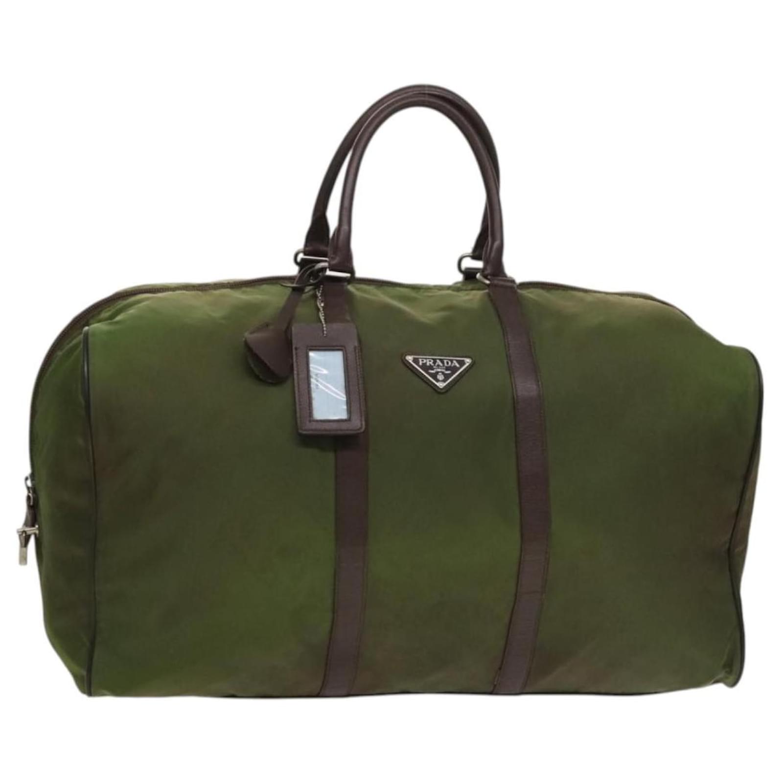 Prada Duffle Bag Nylon Green Prada Holiday Bag Prada Boston Bag In
