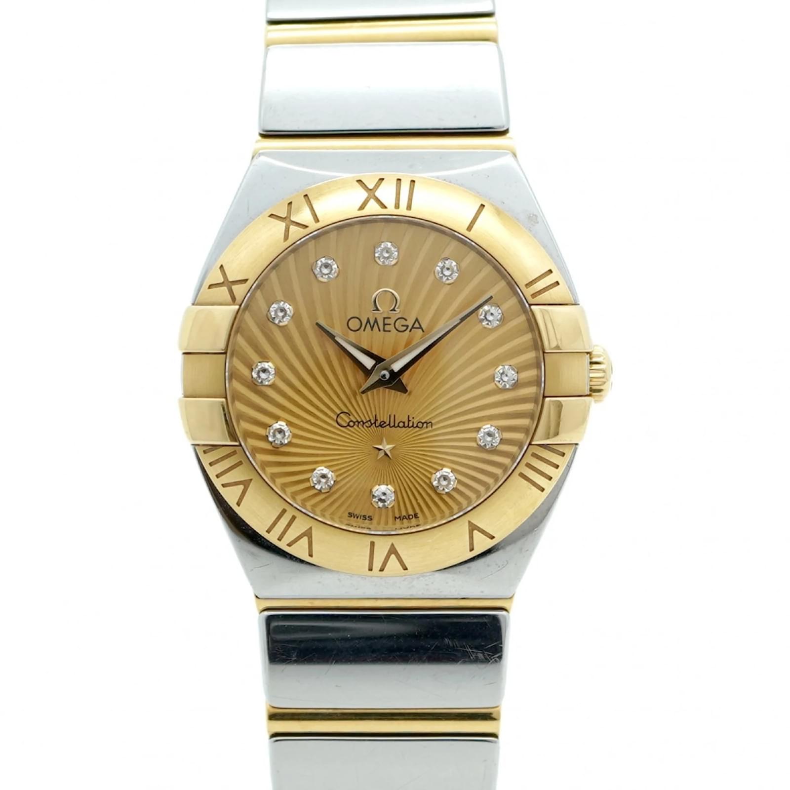 Damenarmbanduhr Omega Constellation mit Goldzifferblatt ref
