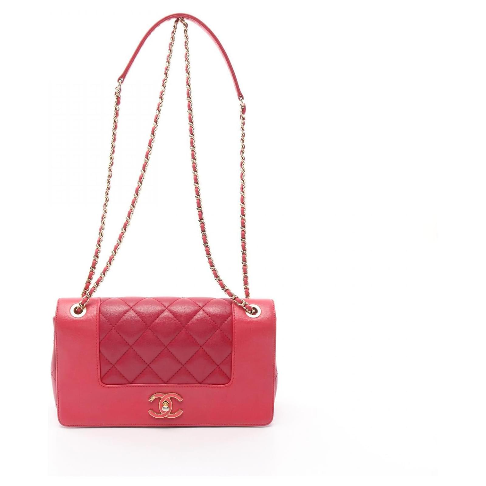 Chanel Mademoiselle Matelasse Leather Shoulder Bag Pink ref