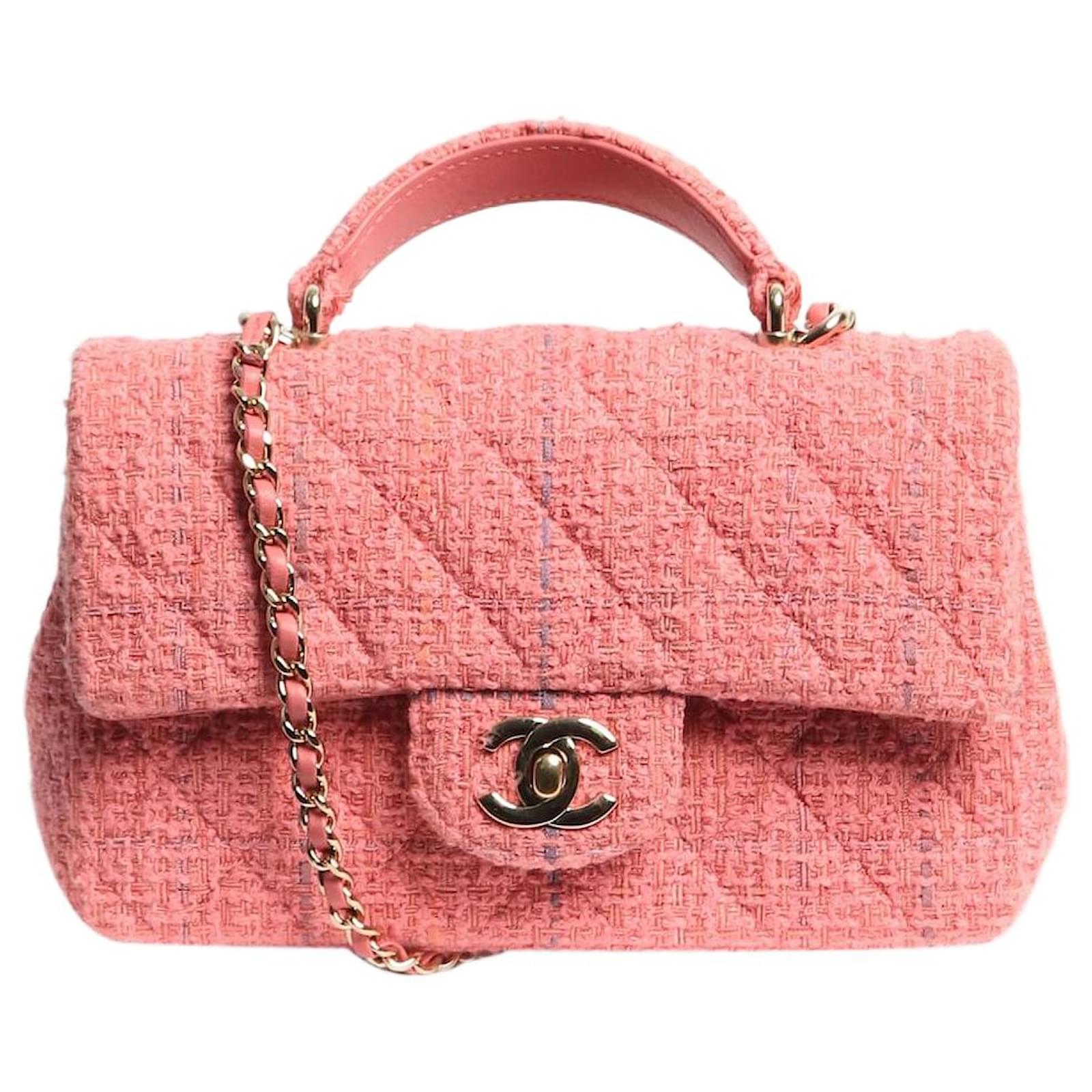 Chanel Pink tweed single flap bag Cloth ref.JC2389294 (Sold