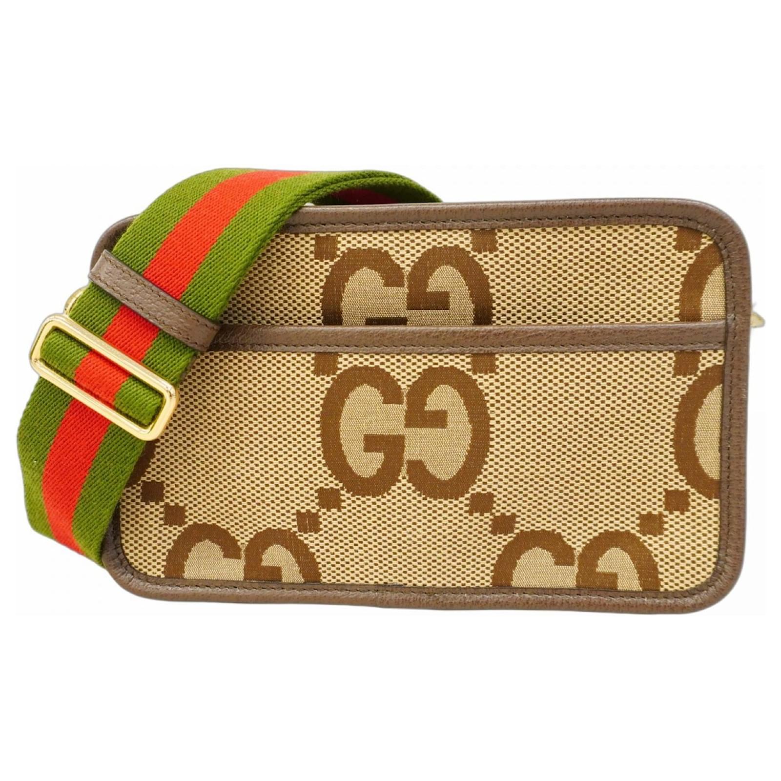 Gucci Jumbo GG Shoulder Bag Brown Leather Cloth ref.JC2389632