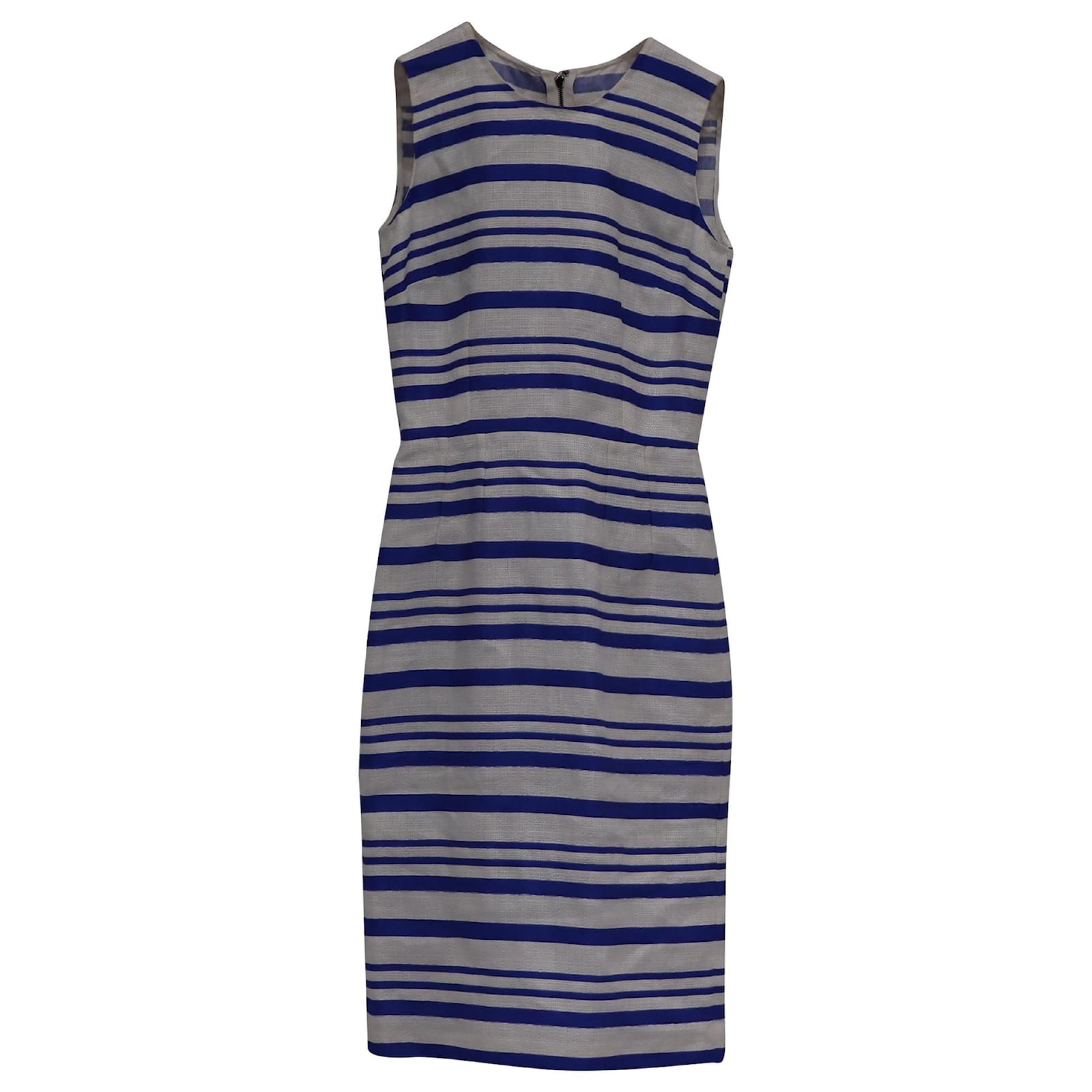 Dolce & Gabbana Striped Knee-Length Dress in Blue and White Linen ref.2393444 - Joli Closet Dolce & Gabbana Striped Knee-Length Dress in Blue and White Linen ref.2393444 - Joli Closet