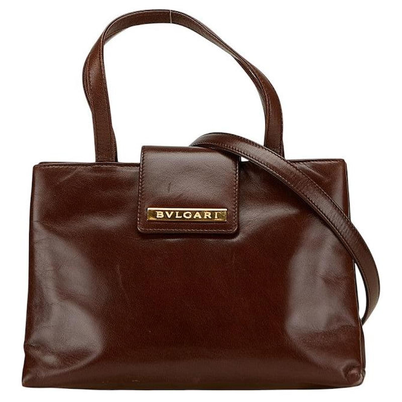 Bulgari BVLGARI Logo Leder 2-Wege Tasche Metallisch Bronze ref