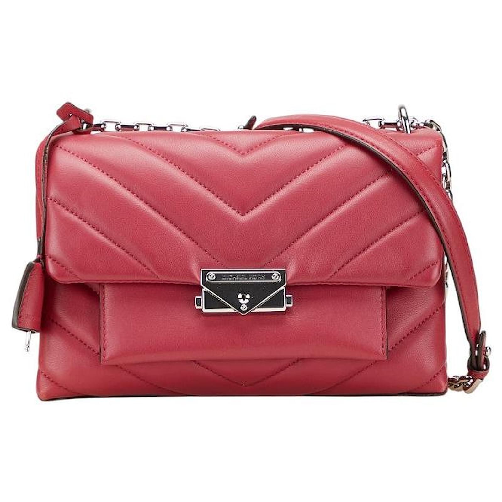 Michael Kors Cece Leather Shoulder Bag Red Joli Closet