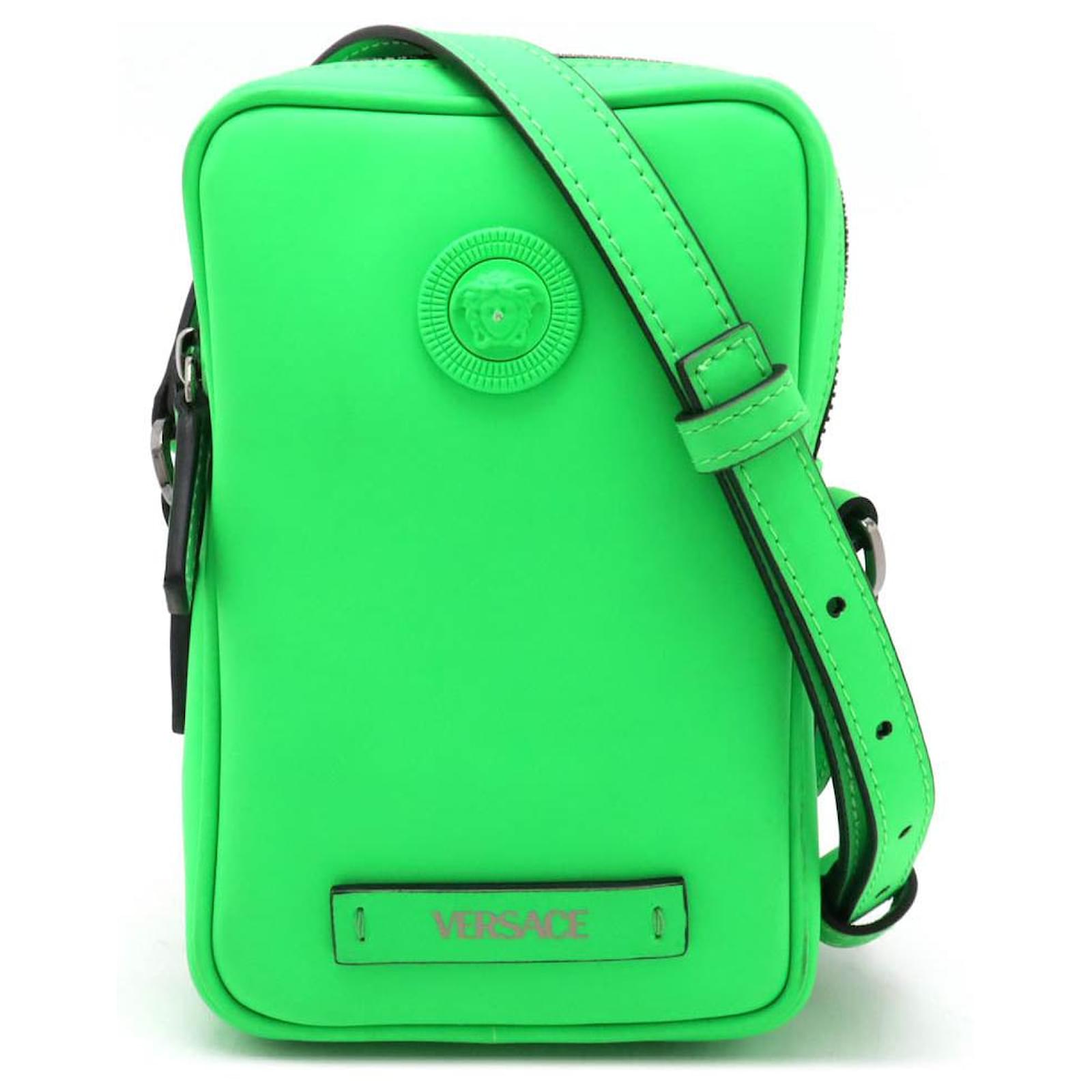 Versace Medusa Biggie Crossbody Bag Neon Green Rubber