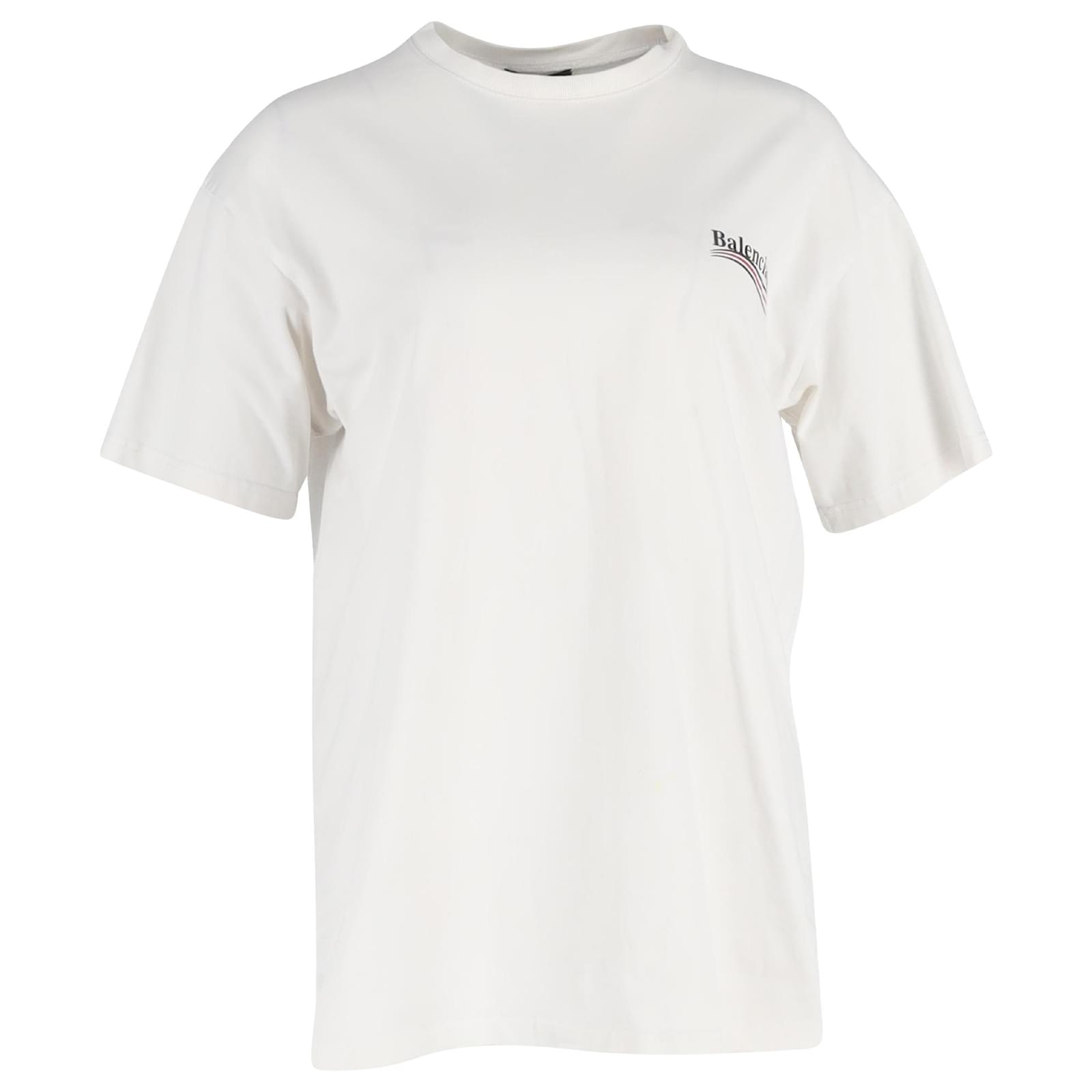 Balenciaga Political Campaign Logo Print T-Shirt in White Cotton