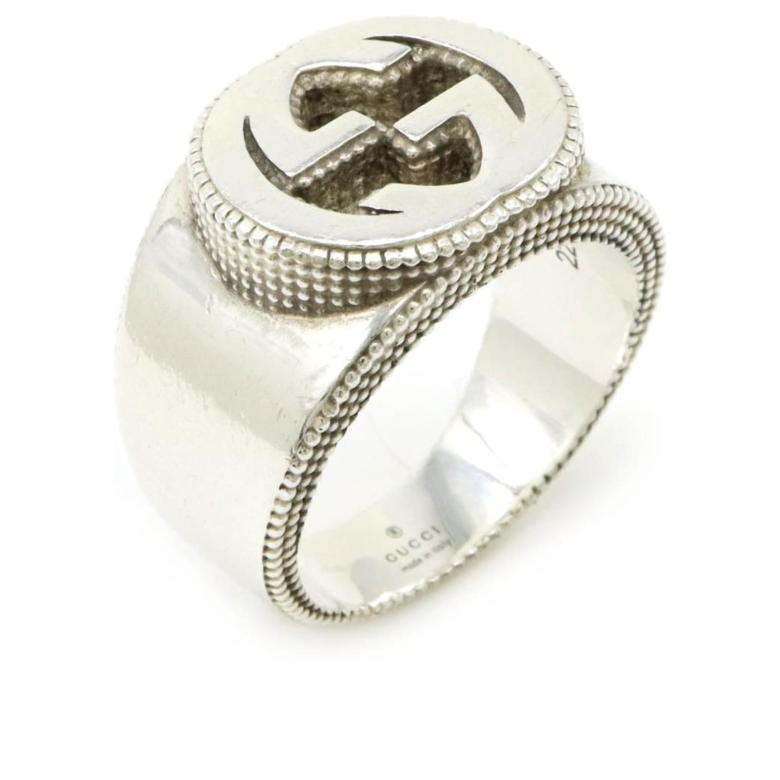 Gucci Interlocking G Wide Ring Ag925 Silvery Metallic Silver