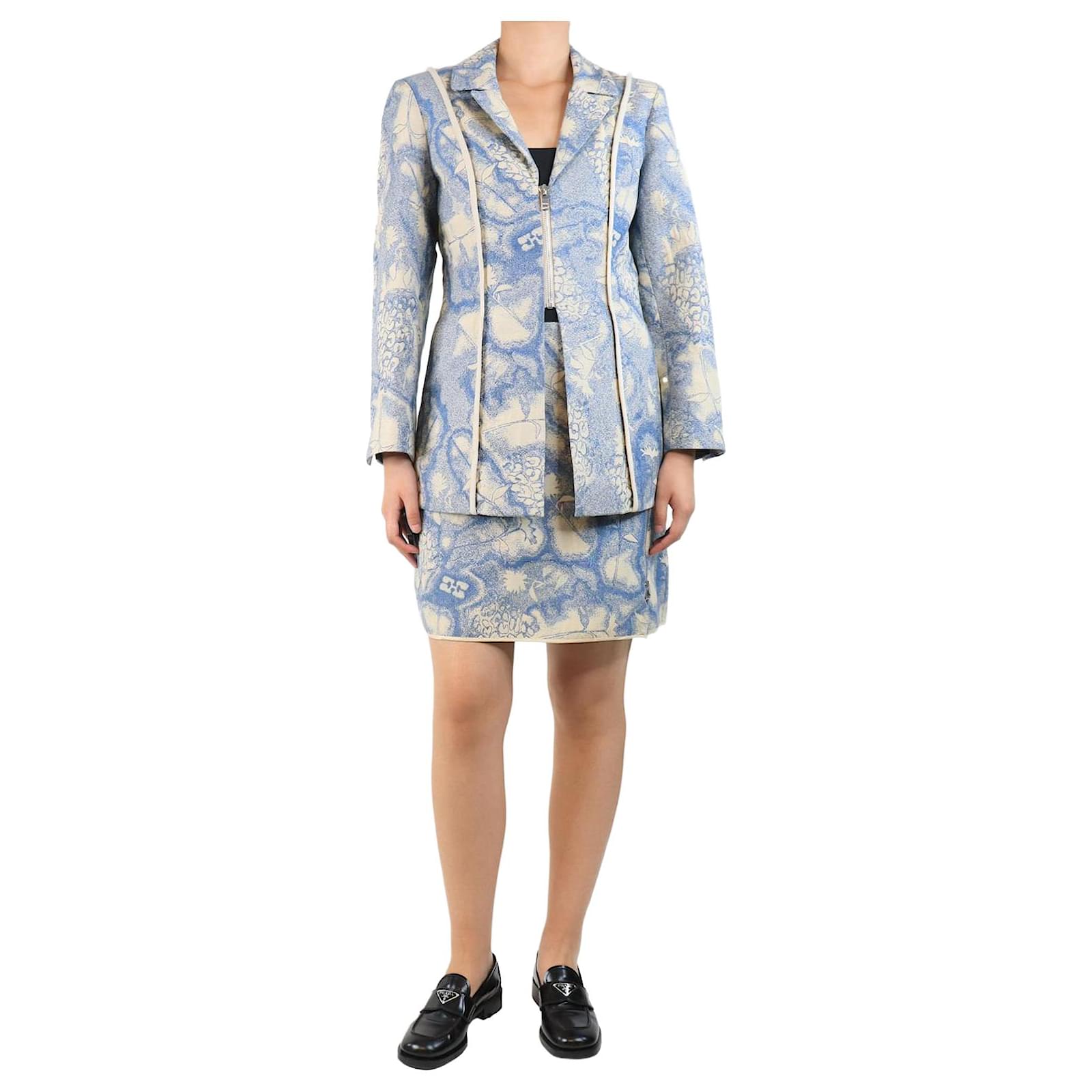 princess polly baby blue dress GANNI Ruched jacquard-knit dress