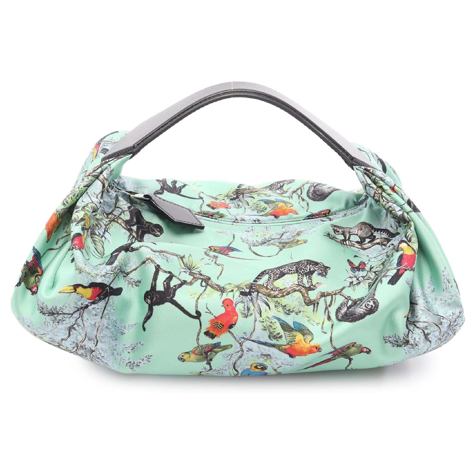 Hermès Equateur Balusoie Tasche aus grüner Seide Tuch