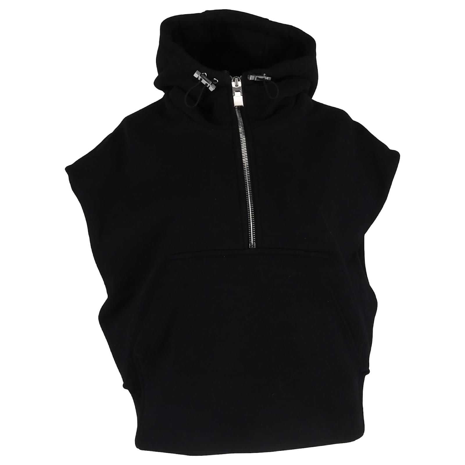 Sudadera de media cremallera de manga corta en algodón negro